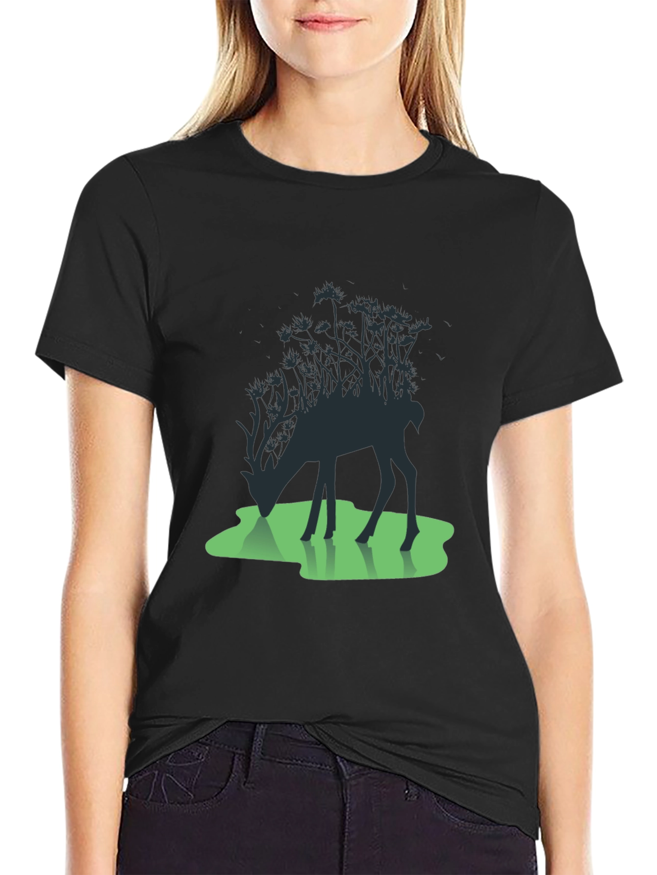 Nature Deer Silhouette Graphic Tee - 2