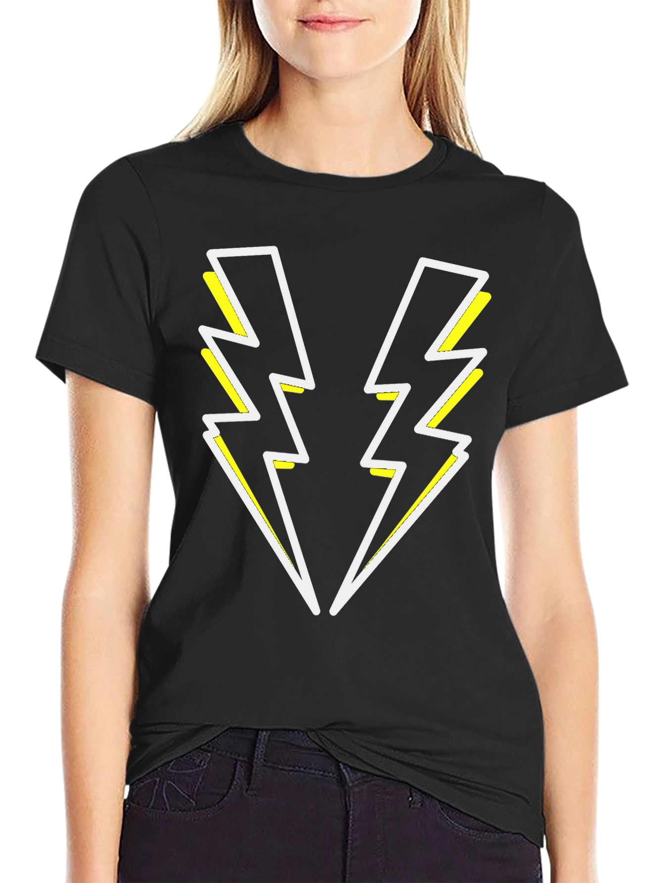 Black Electric Bolt Tee - Black Graphic T-Shirt view 2