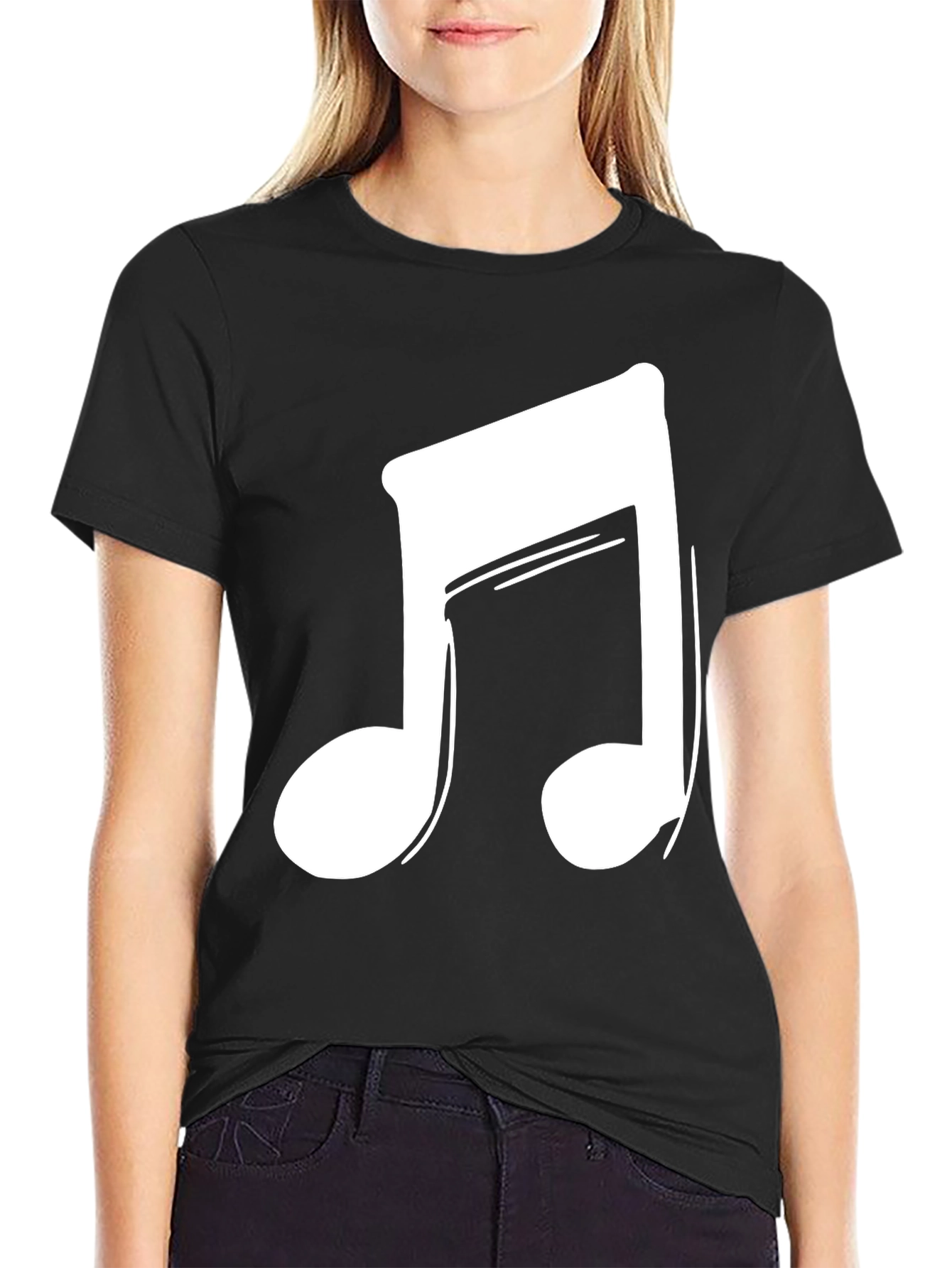 Black Musical Note Graphic Tee - Casual Style view 2