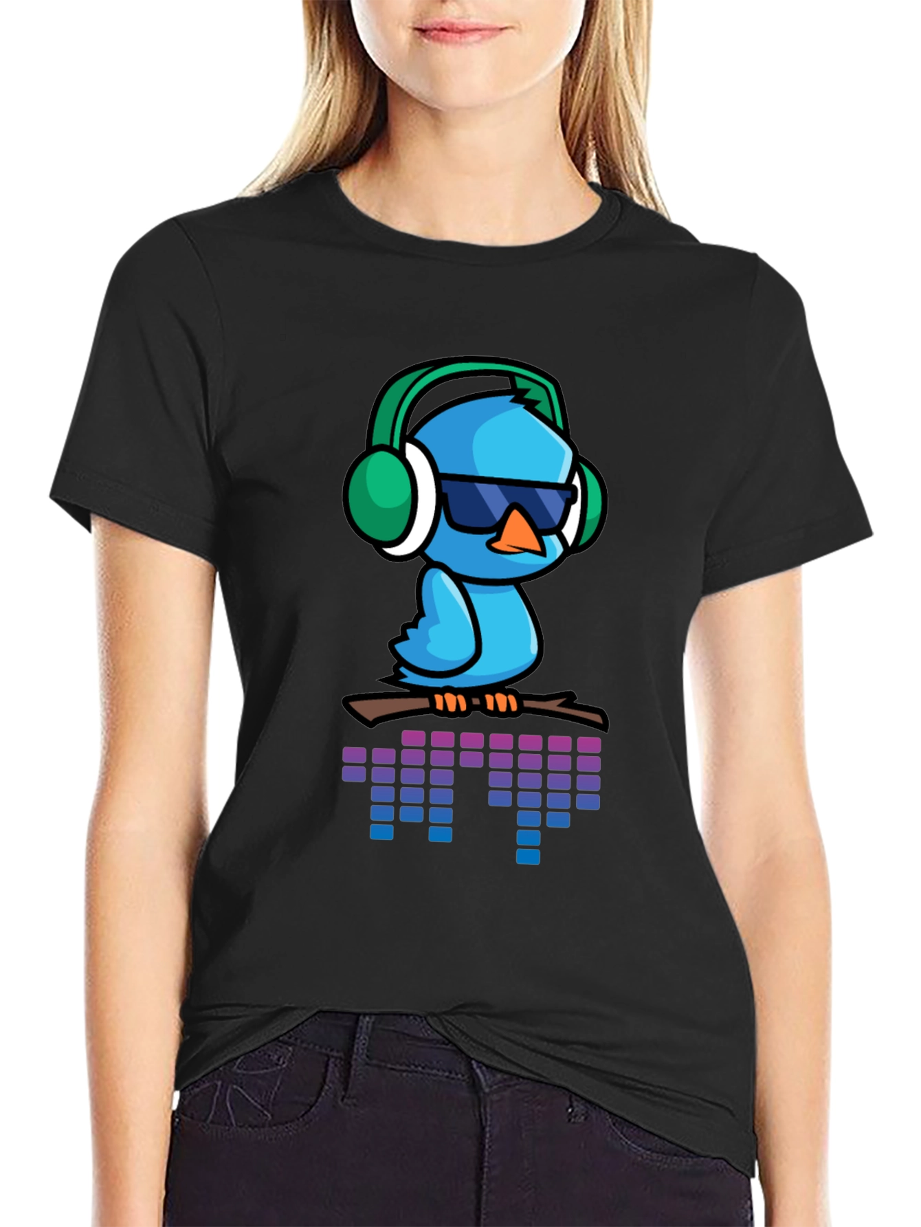 Black Cool Bird T-Shirt - Music Lover's Tee view 2