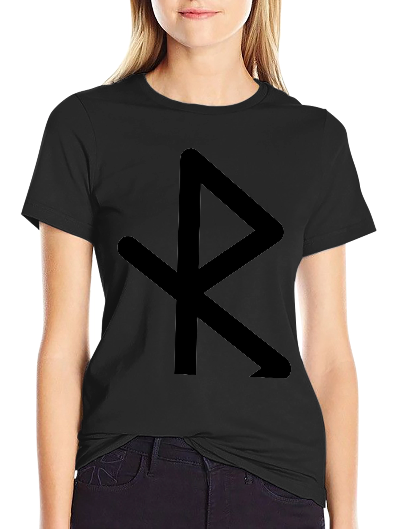 Black Black Rune Symbol T-Shirt | Viking Aesthetic Tee view 2