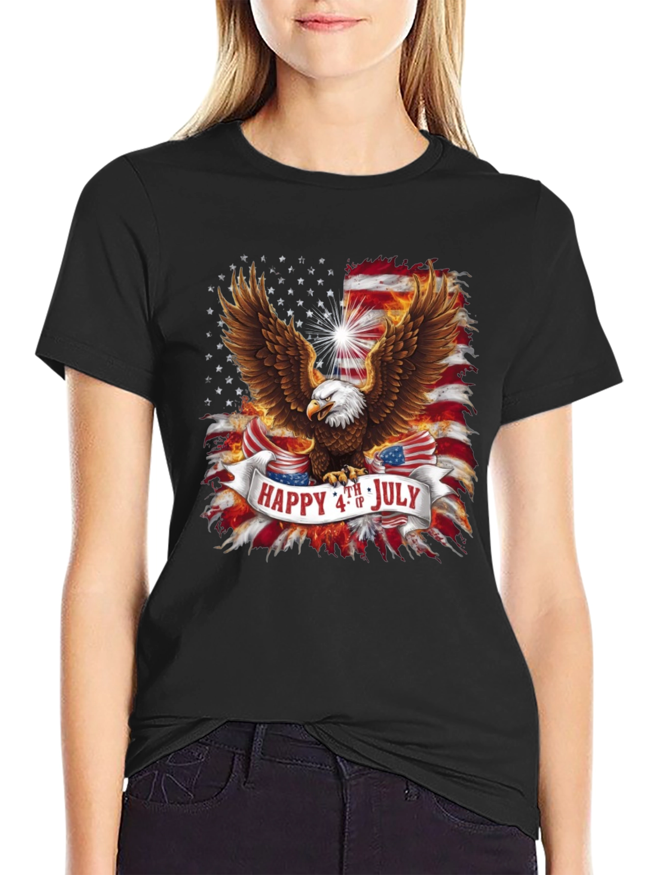 Black Patriotic Eagle 4th of July Graphic Tee view 2