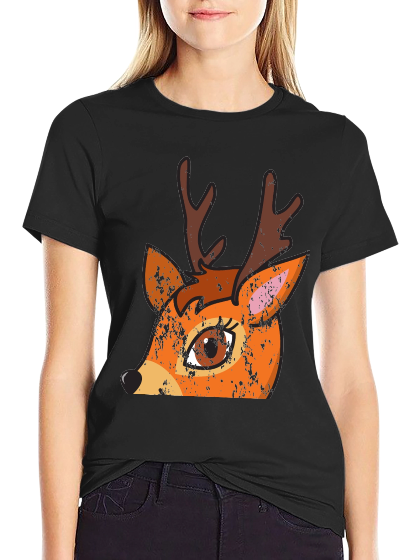 Black Deer Graphic T-Shirt - Unisex Black Tee view 2