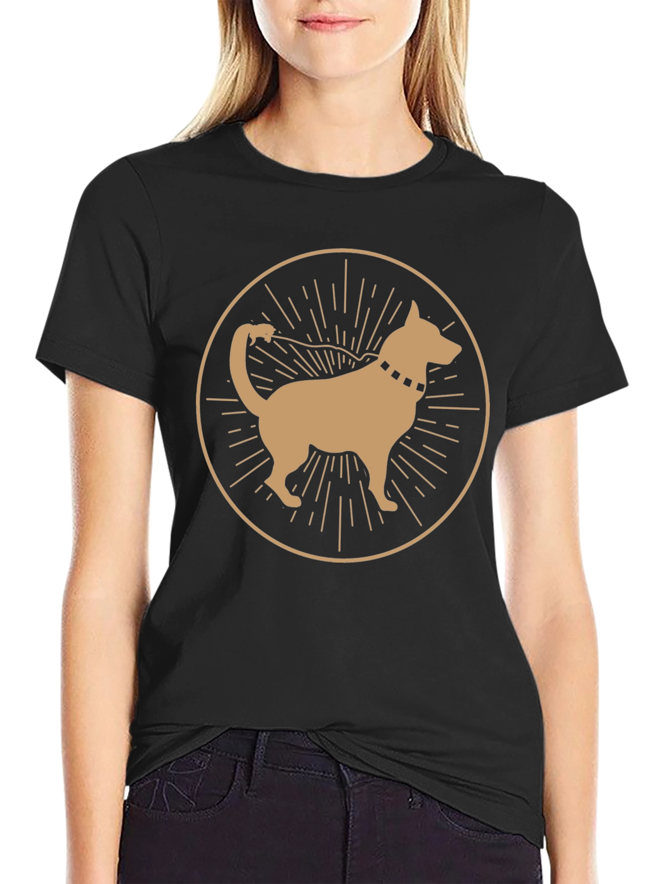 Black Dog Graphic Tee - Black Cotton Blend, Canine Design view 2