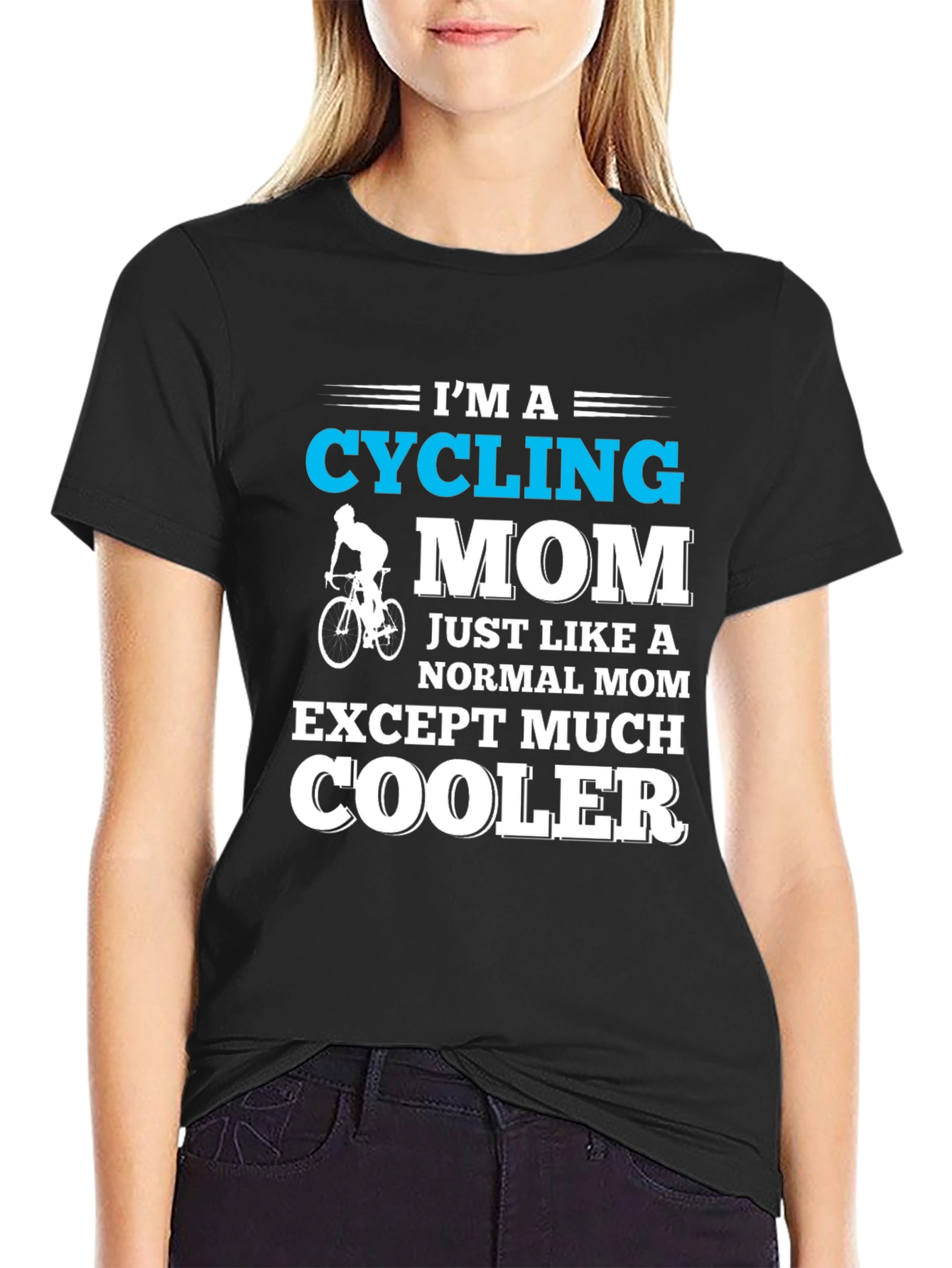 Black Cycling Mom Graphic T-Shirt - Cool Mother's Day Gift view 2