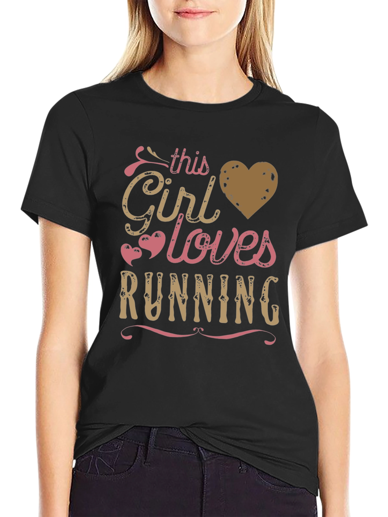 Black This Girl Loves Running - Graphic T-Shirt view 2