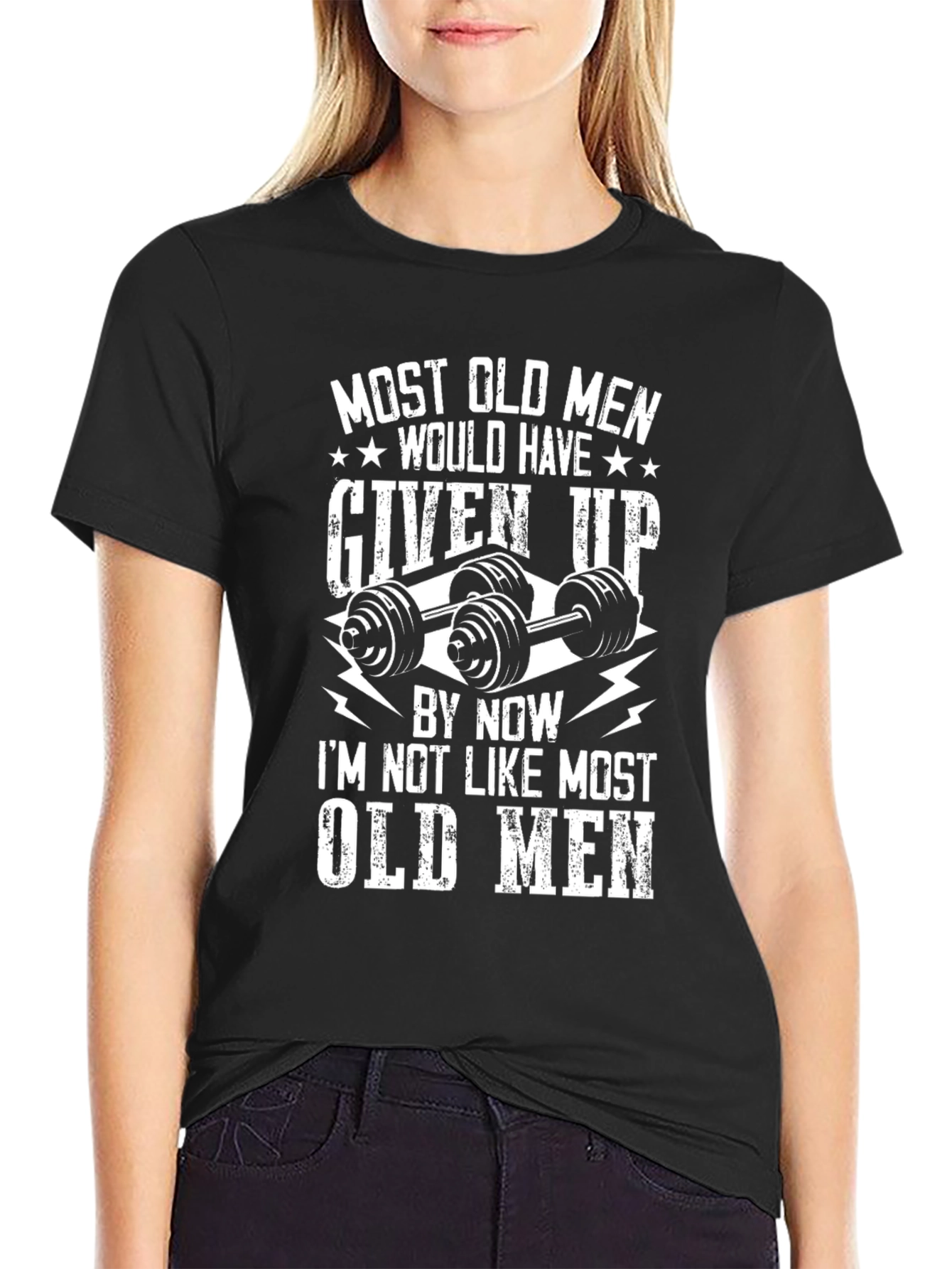 Black Most Old Men Fitness T-Shirt view 2