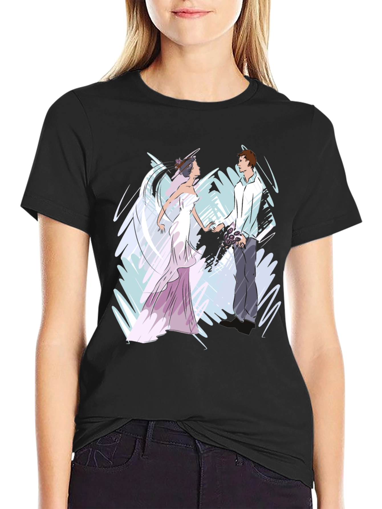 Black Bride & Groom Graphic T-Shirt - Black view 2