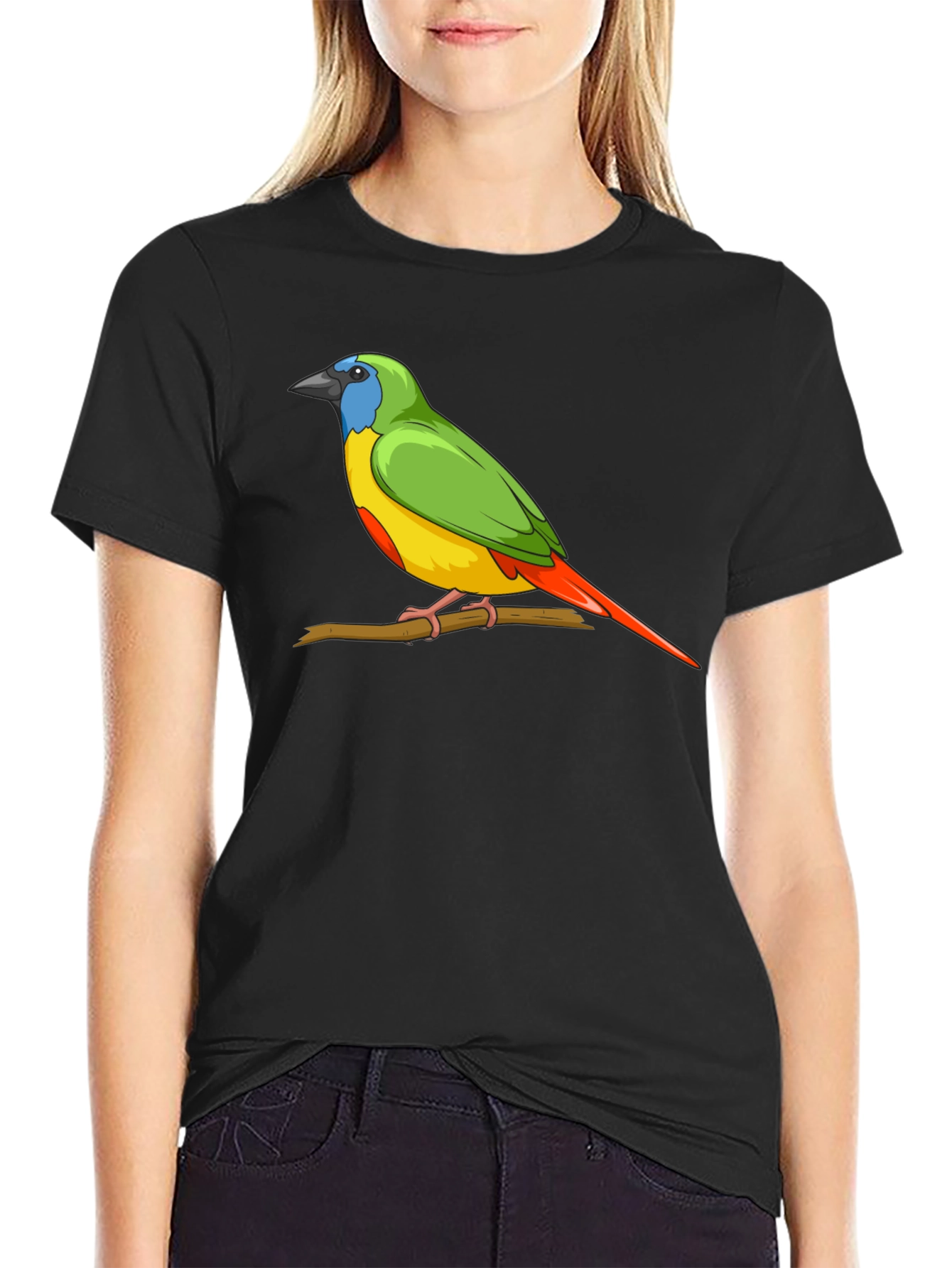 Black Bird on Branch Graphic Tee - Unisex Black T-Shirt view 2