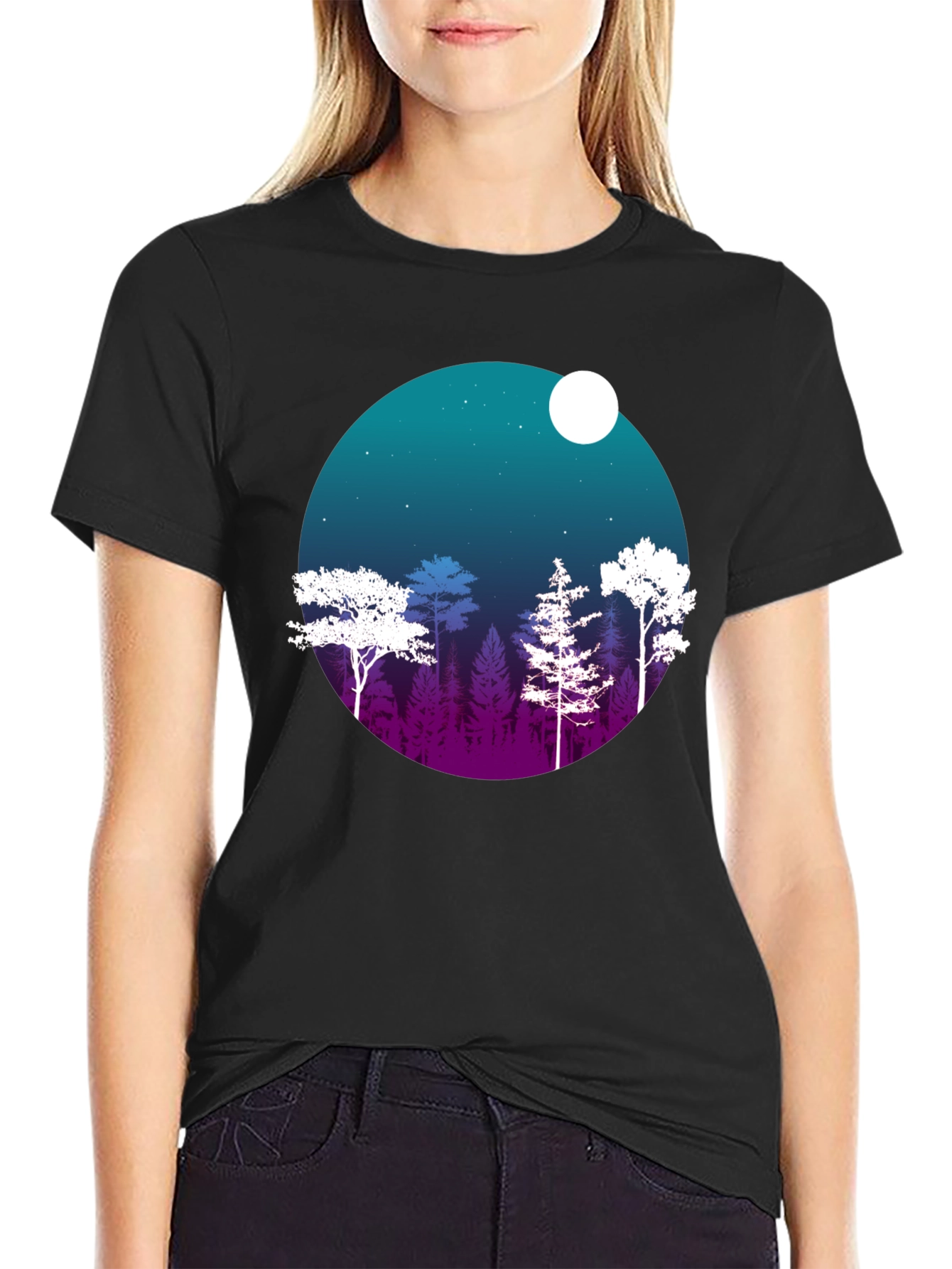 Black Night Forest Graphic Tee view 2