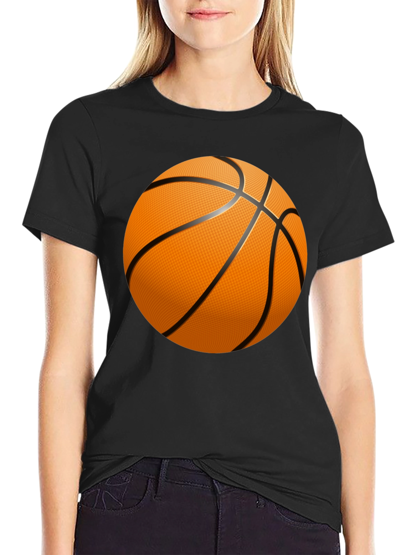 Black Basketball Graphic T-Shirt - Black Cotton Tee view 2