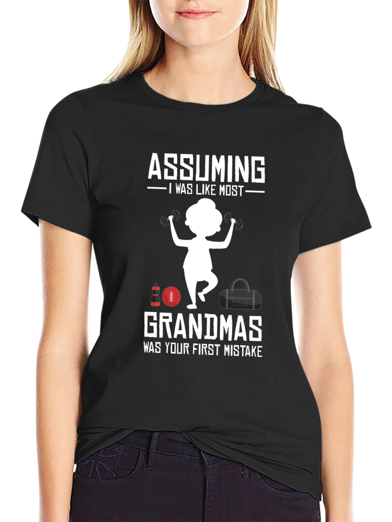 Black Funny Grandma Workout T-Shirt view 2