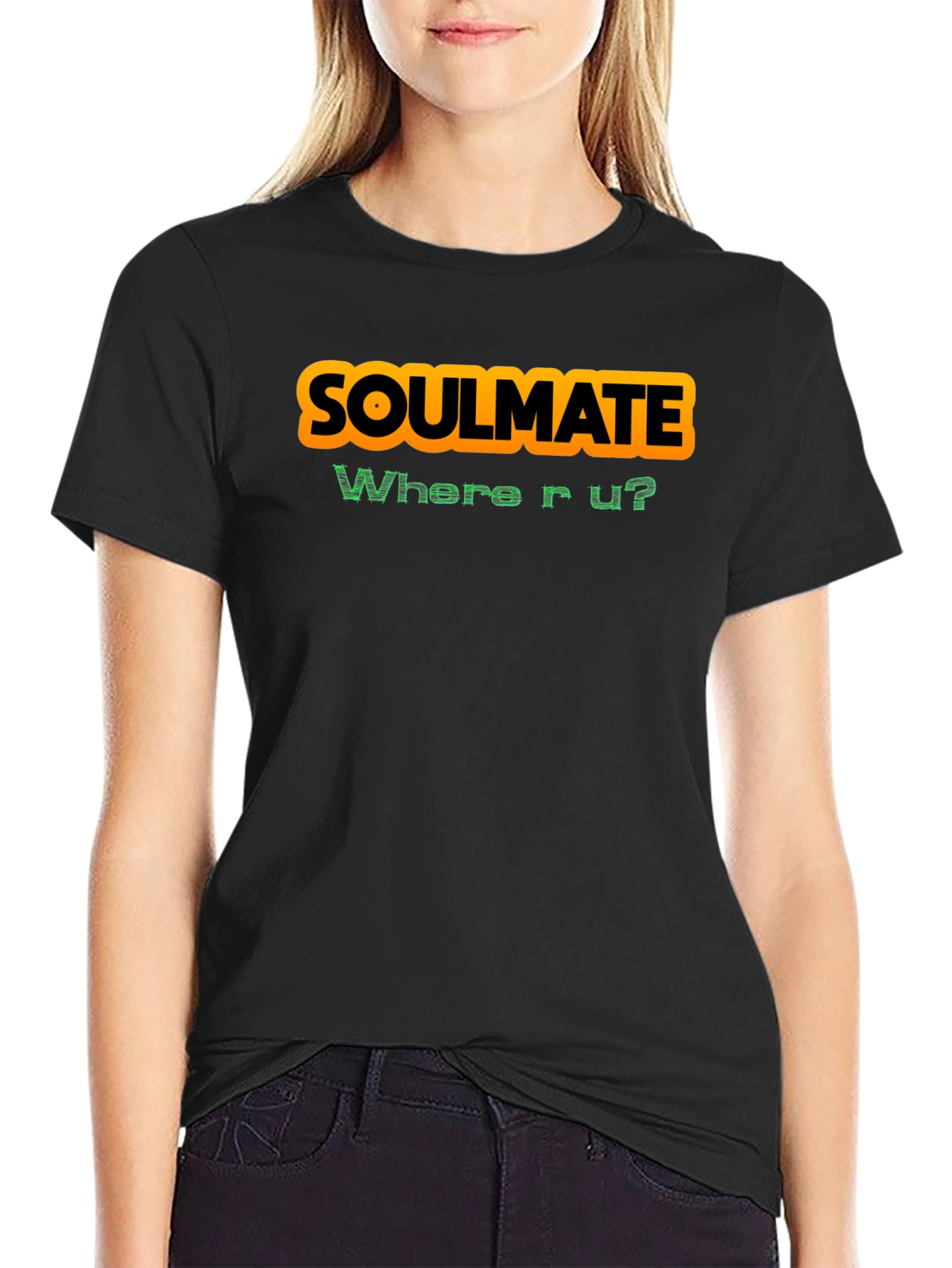 Black Soulmate Where R U? Graphic T-Shirt - Black view 2