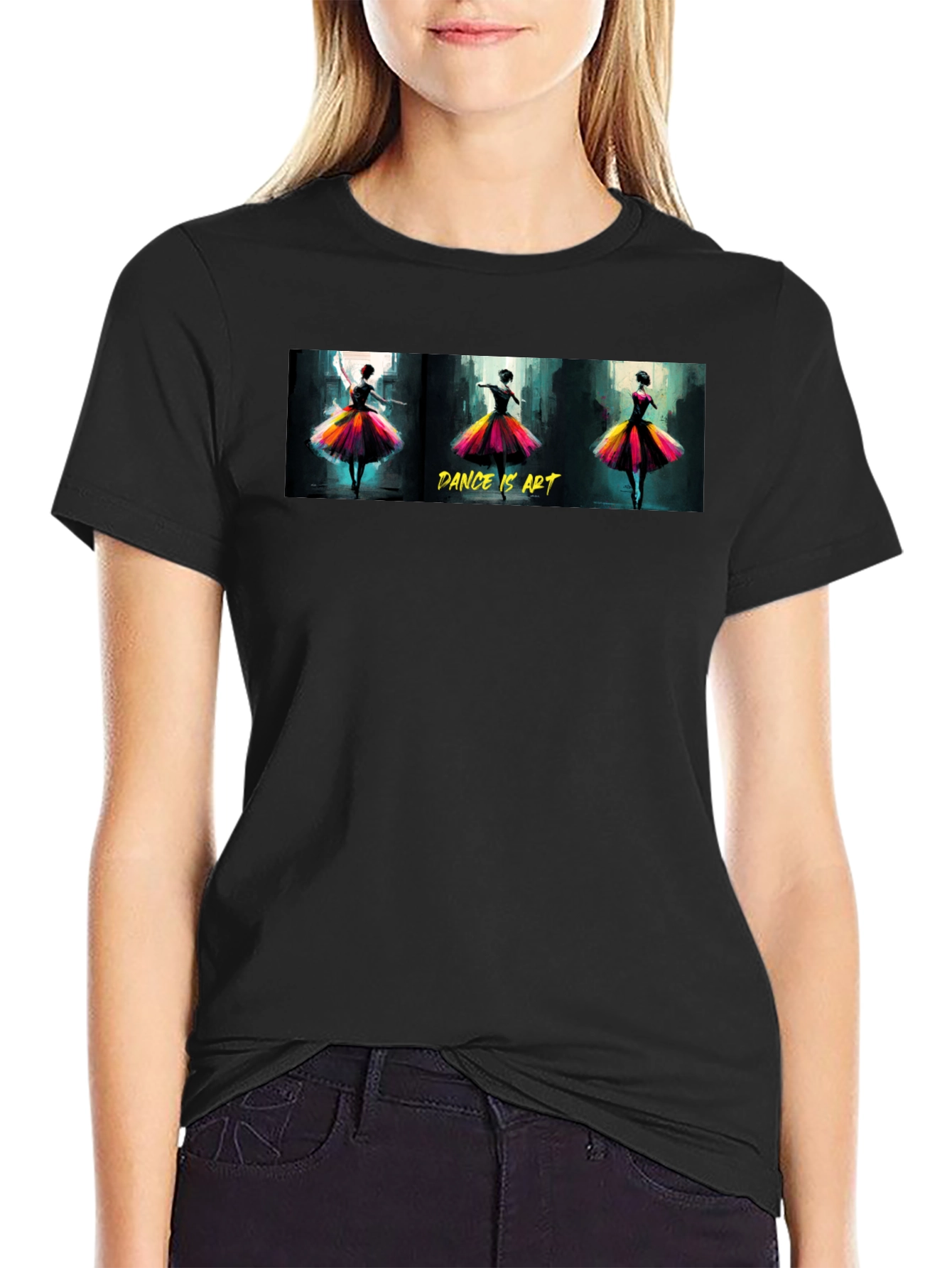 Black Dance is Art Graphic Tee - Black Unisex T-Shirt view 2