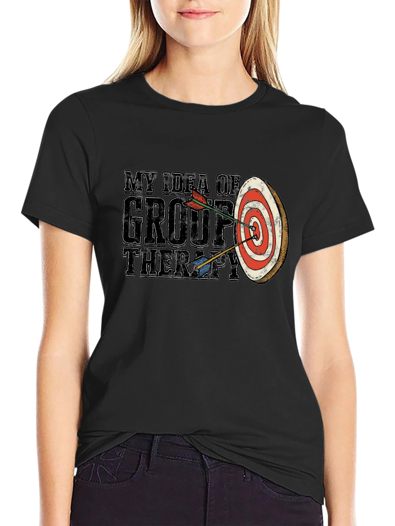 Black My Idea of Group Therapy T-Shirt Funny Archery view 2