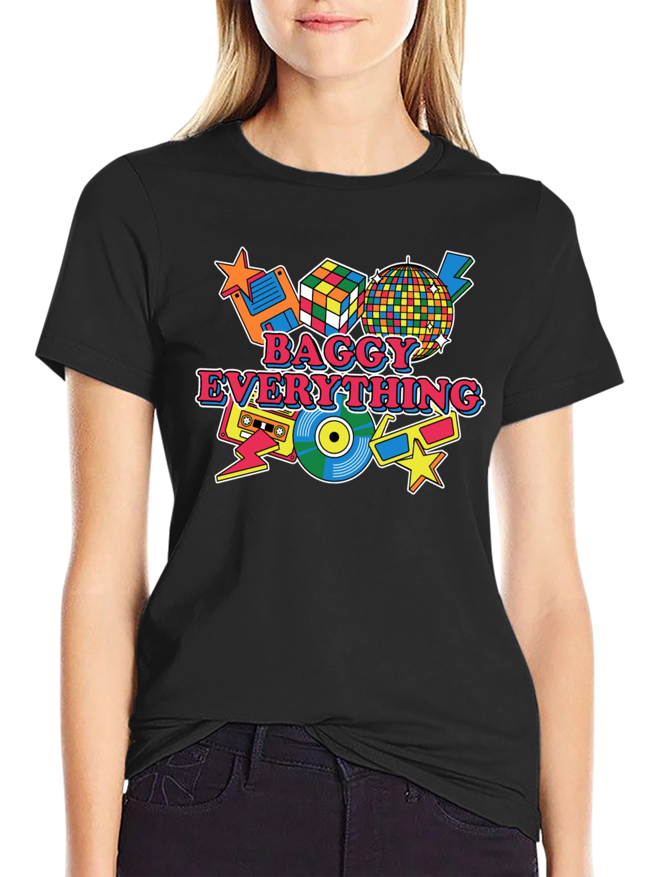 Baggy Everything Black T-Shirt - 80s Throwback - 2