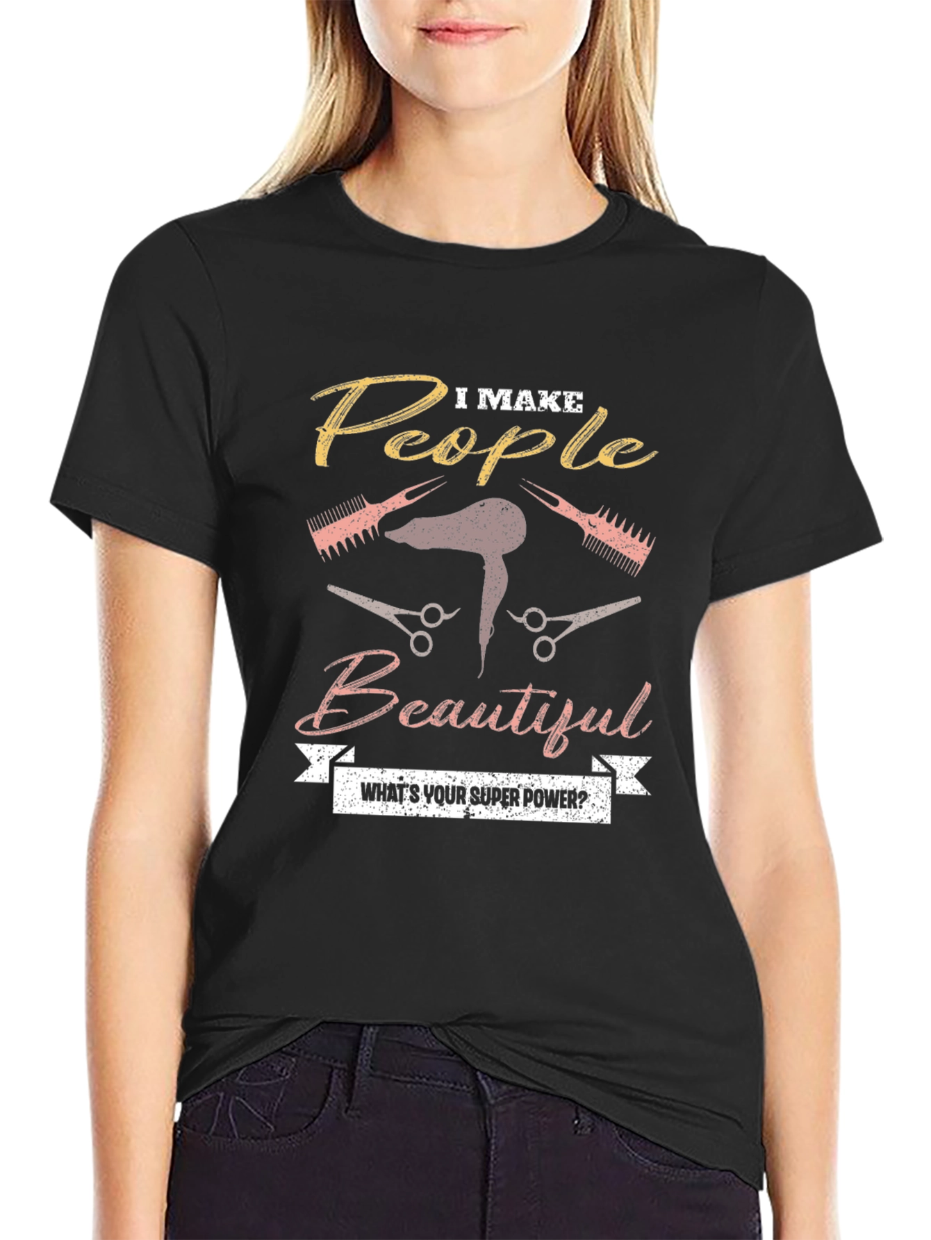 Black I Make People Beautiful Graphic T-Shirt view 2
