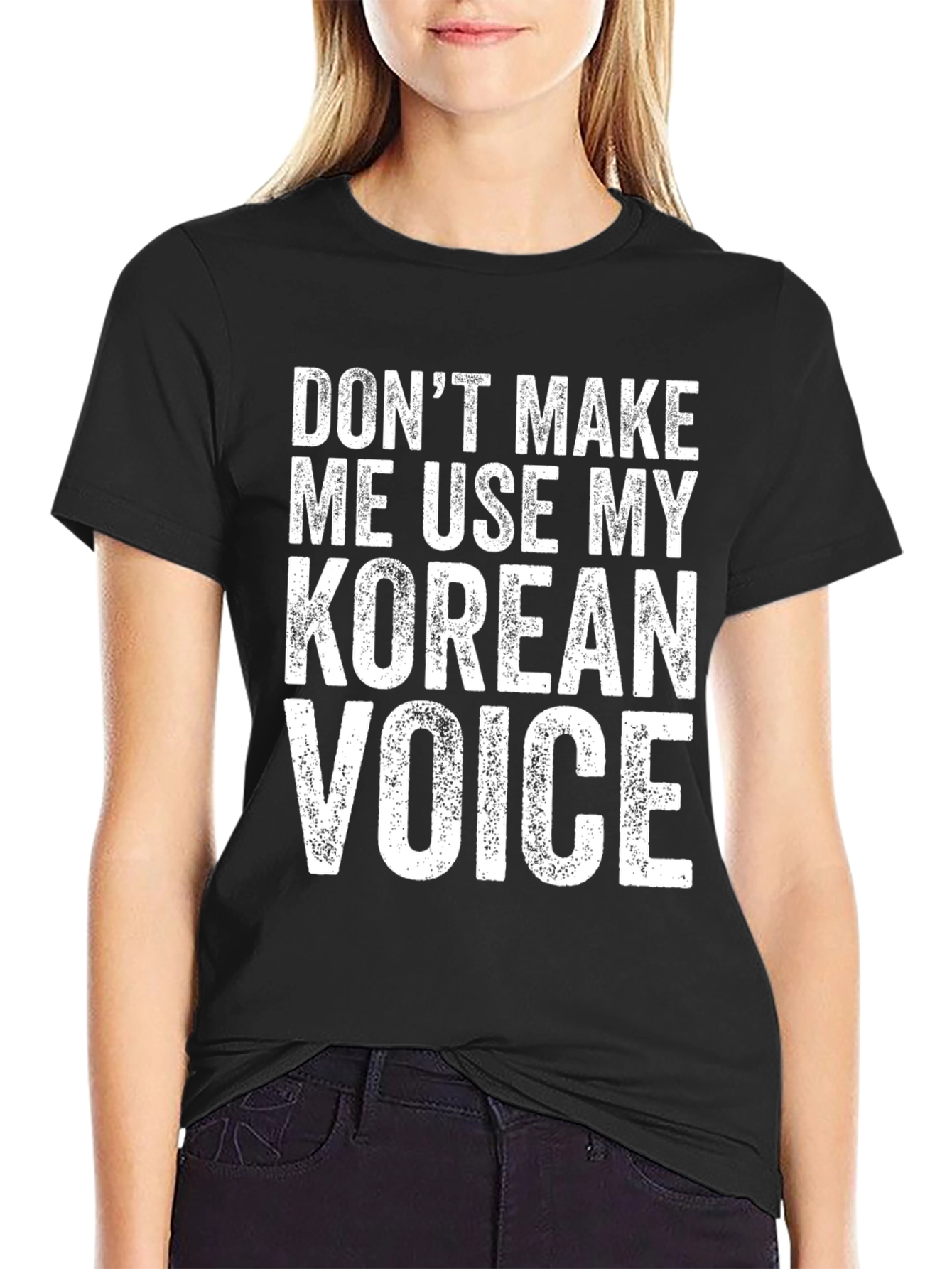 Black Korean Voice T-Shirt Funny Novelty Tee view 2