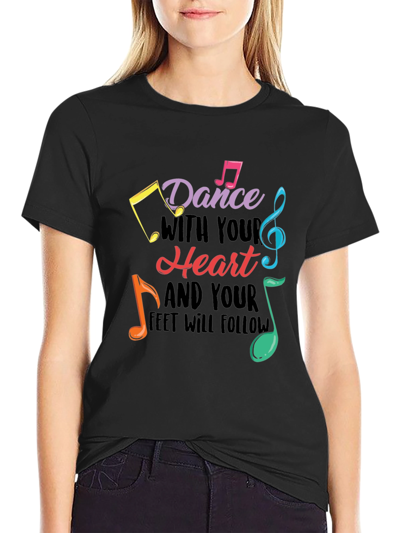 Black Dance With Your Heart Graphic Tee - Black view 2