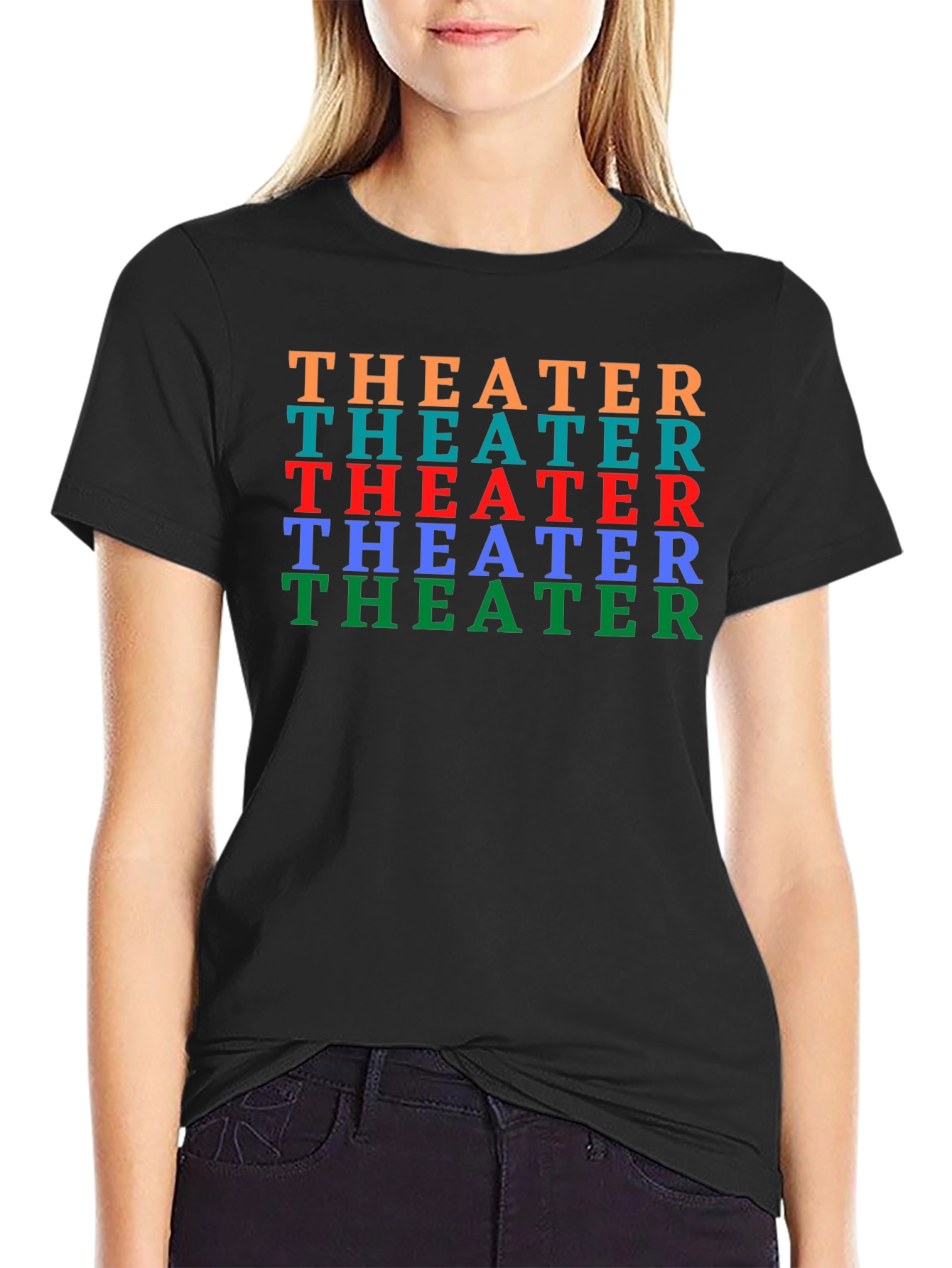 Black Theater Colorful Text T-Shirt view 2