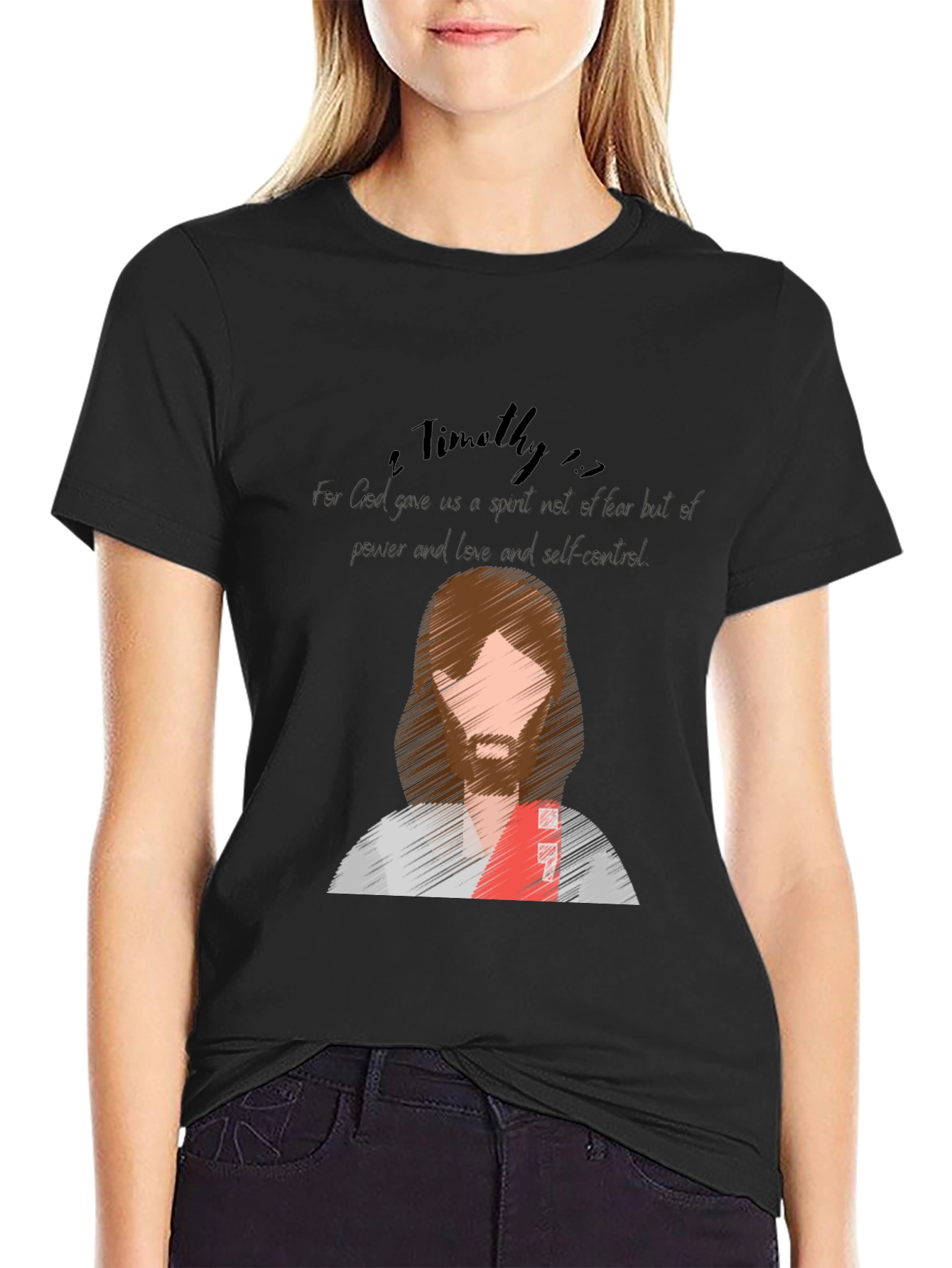 Black Faith-Inspired Tee: 2 Timothy Verse Shirt view 2