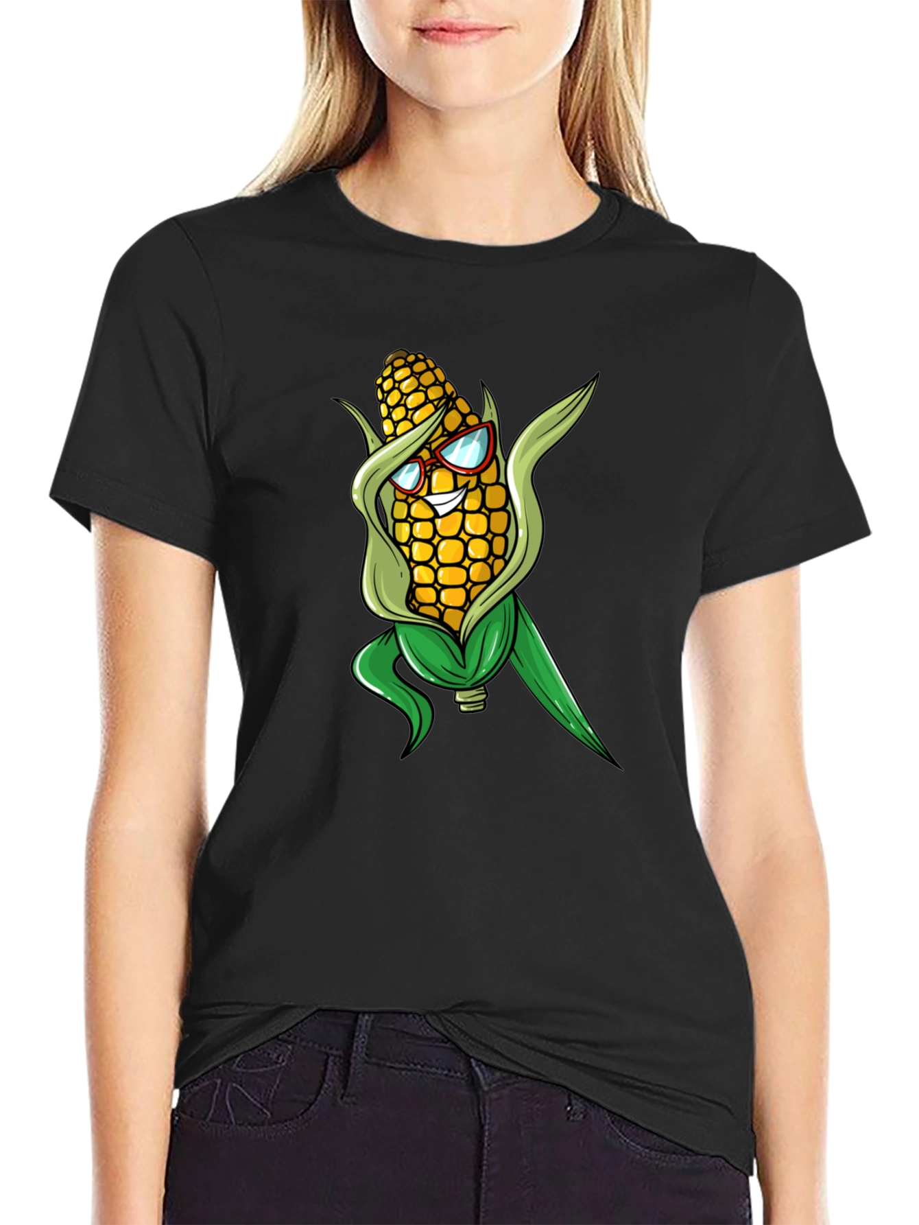 Black Corn with Glasses Graphic Tee view 2