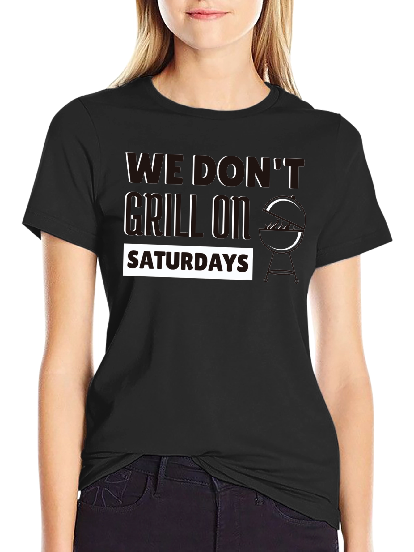 Black We Don't Grill on Saturdays Graphic Tee view 2