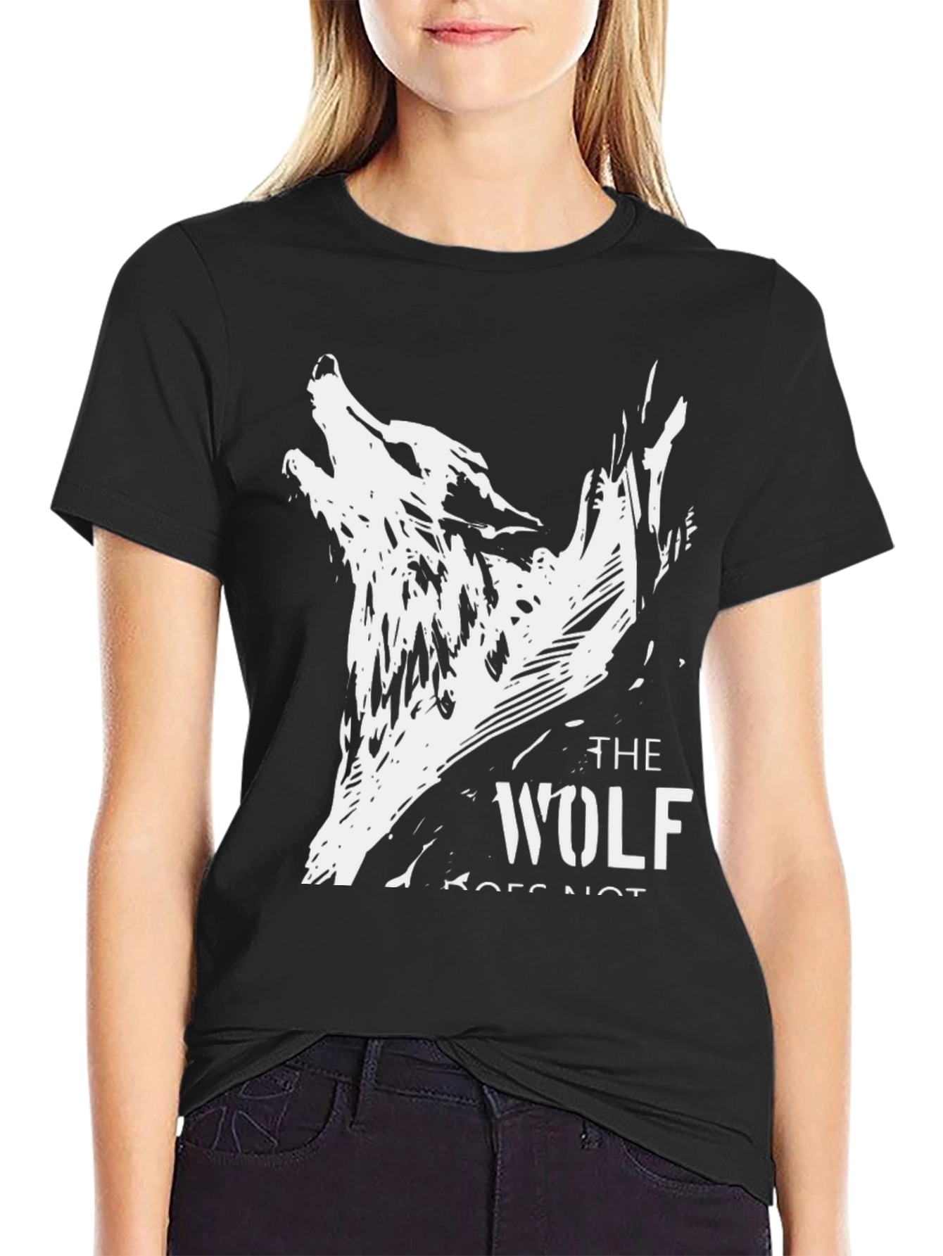 Black The Wolf Graphic Black T-Shirt view 2
