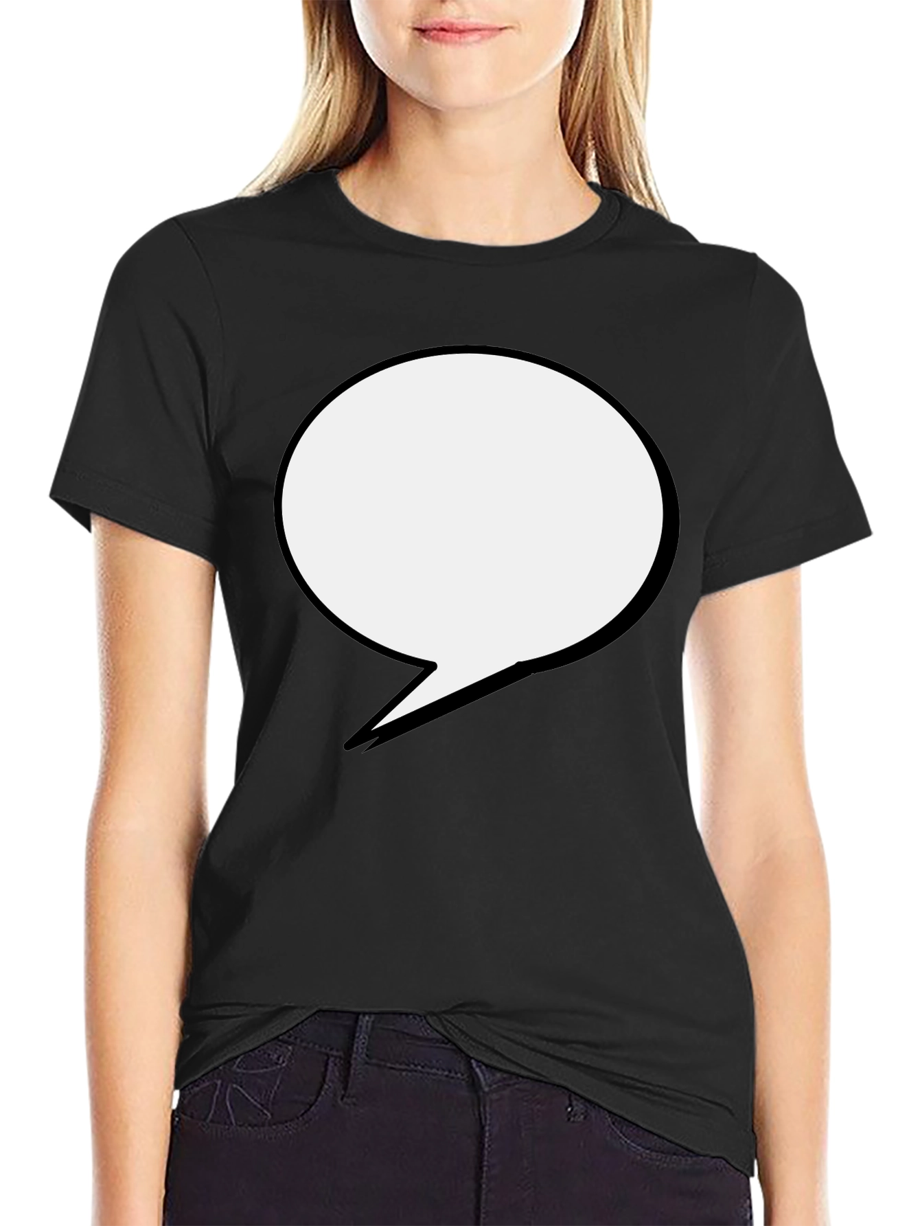 Black Black T-Shirt with Speech Bubble Design view 2