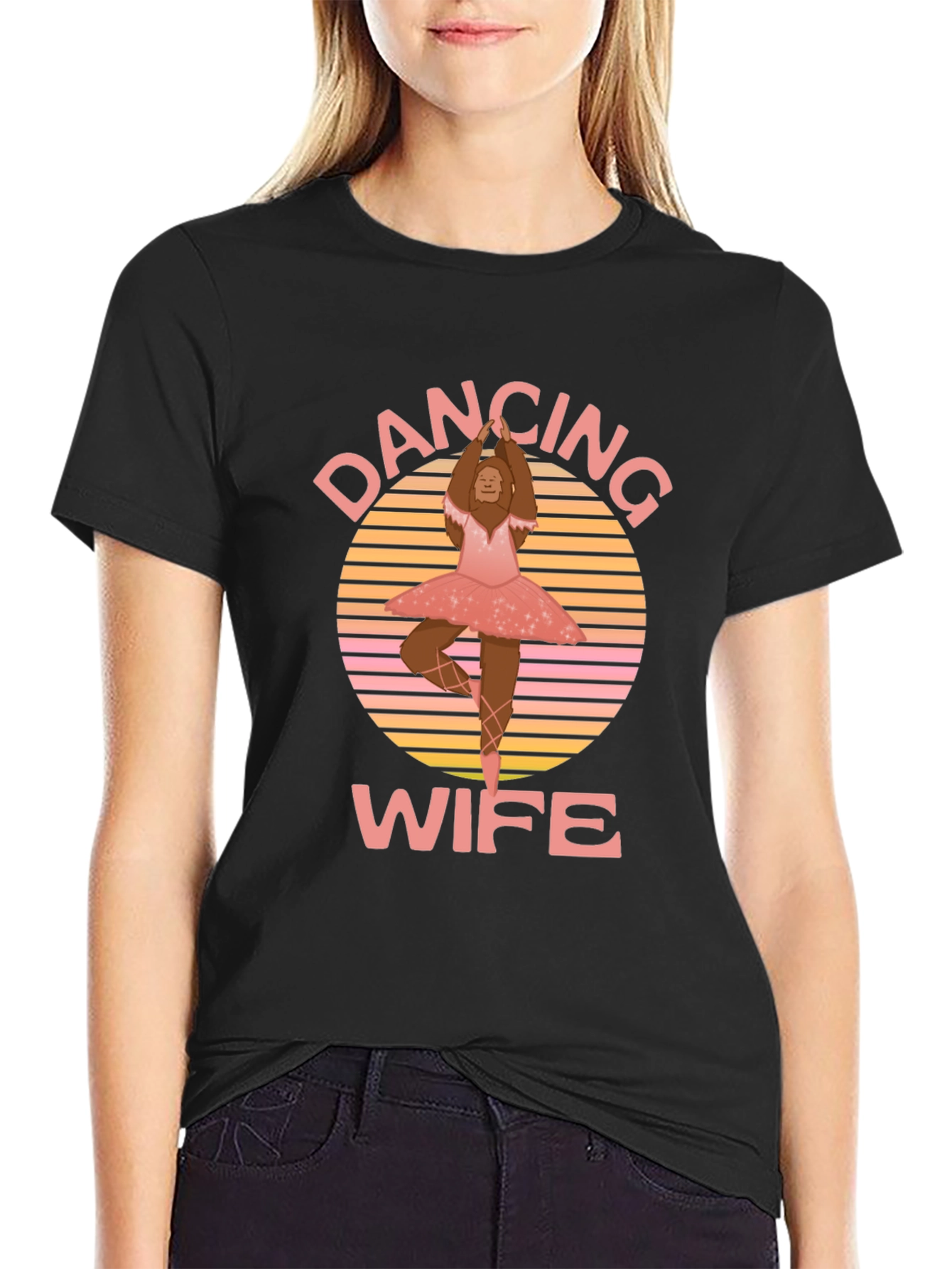 Black Dancing Wife T-Shirt - Bigfoot Ballerina Tee view 2