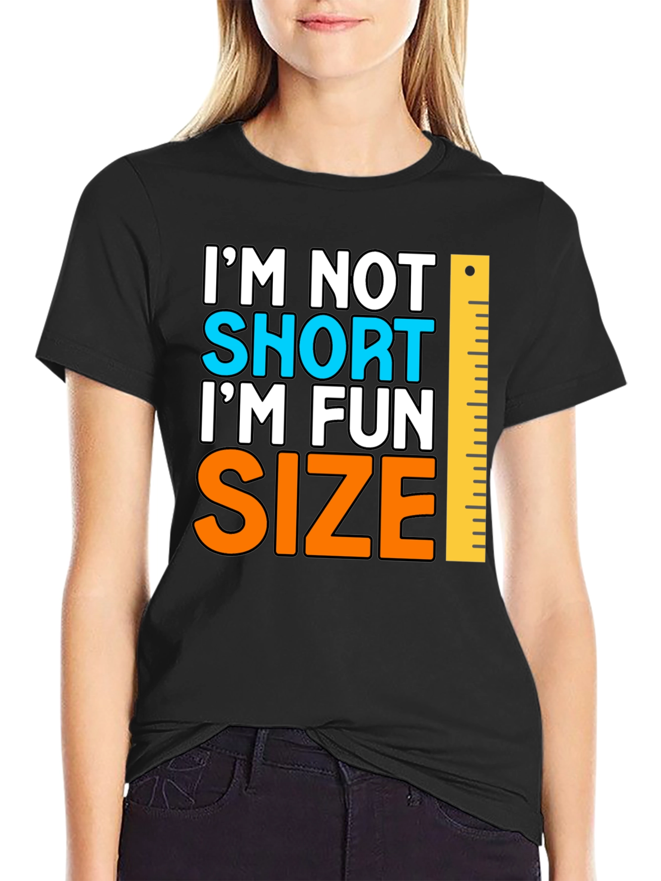 Black Fun Size T-Shirt - Humorous Short Joke view 2