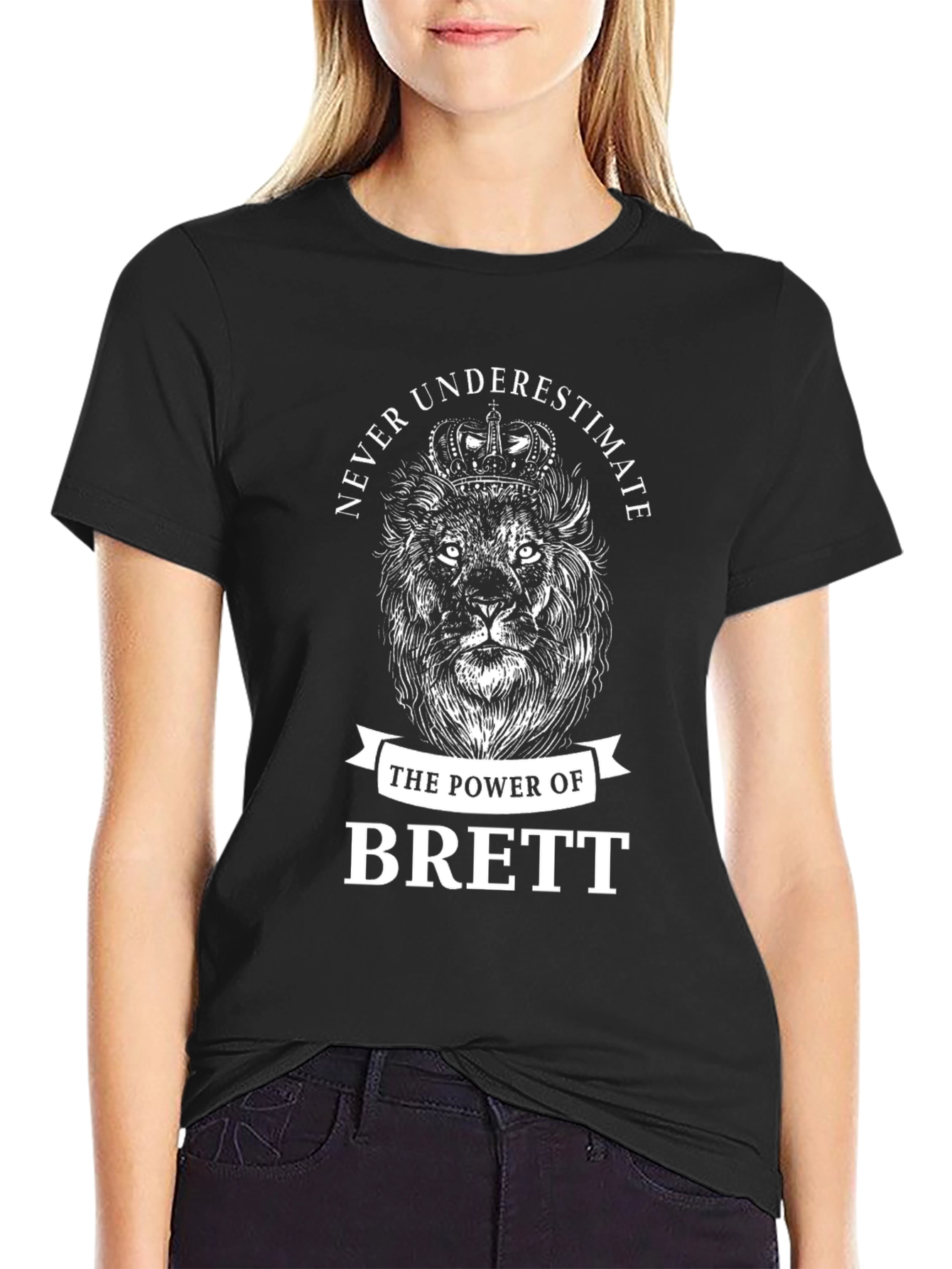 Black Never Underestimate Brett Lion T-Shirt view 2