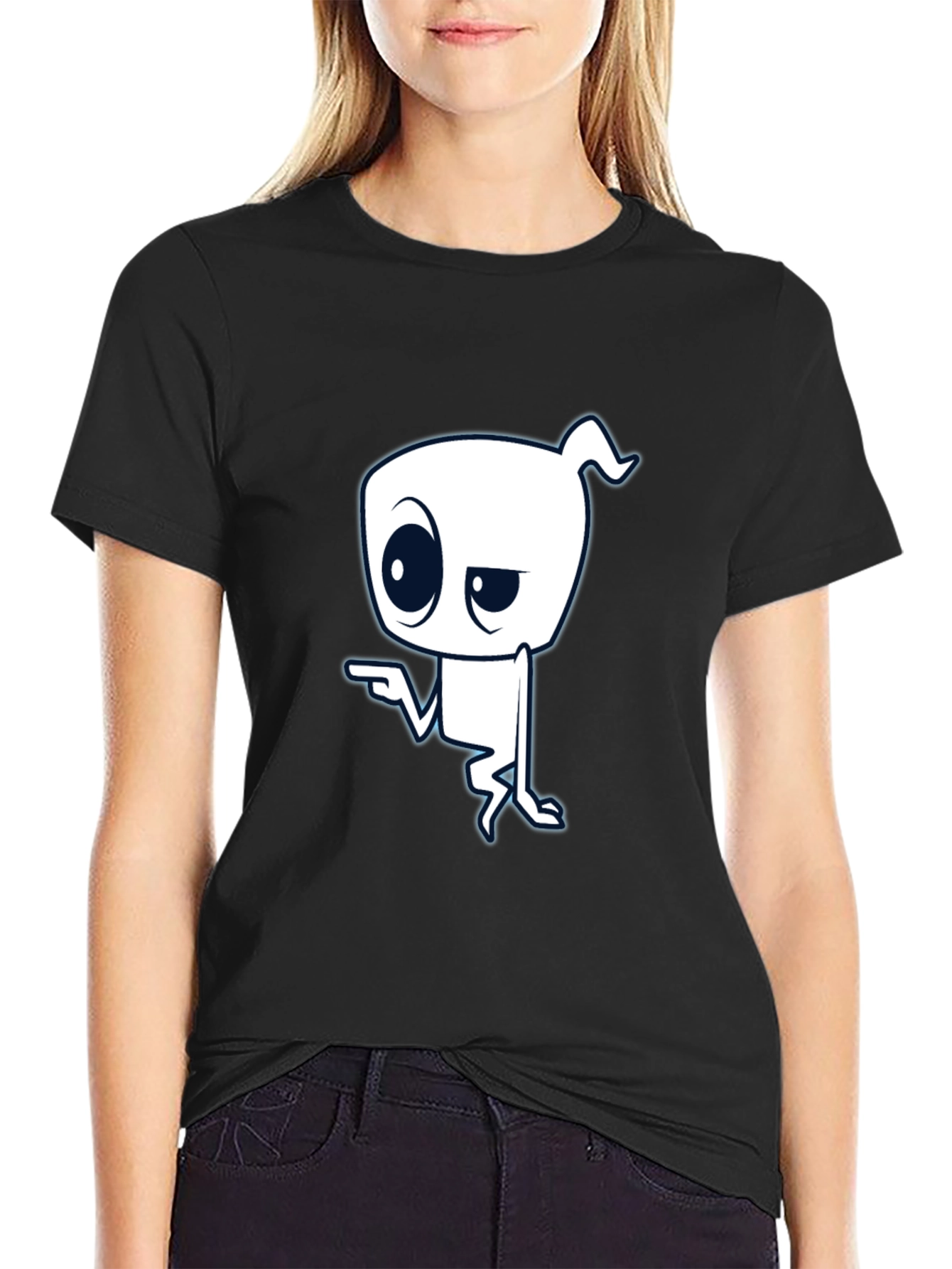 Black Cool Ghost Graphic Black T-Shirt view 2