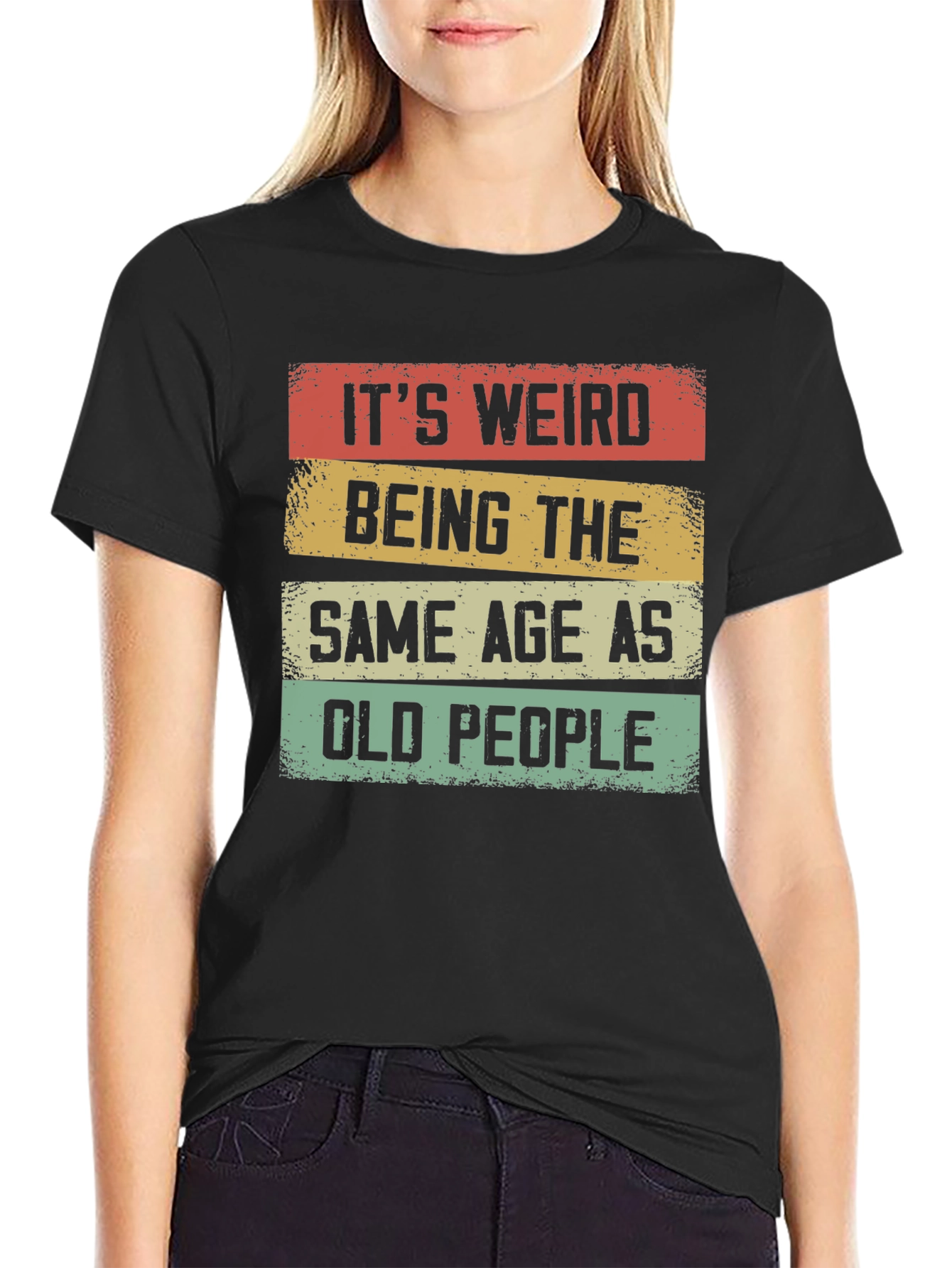 Black Funny "Old People" Graphic T-Shirt view 2