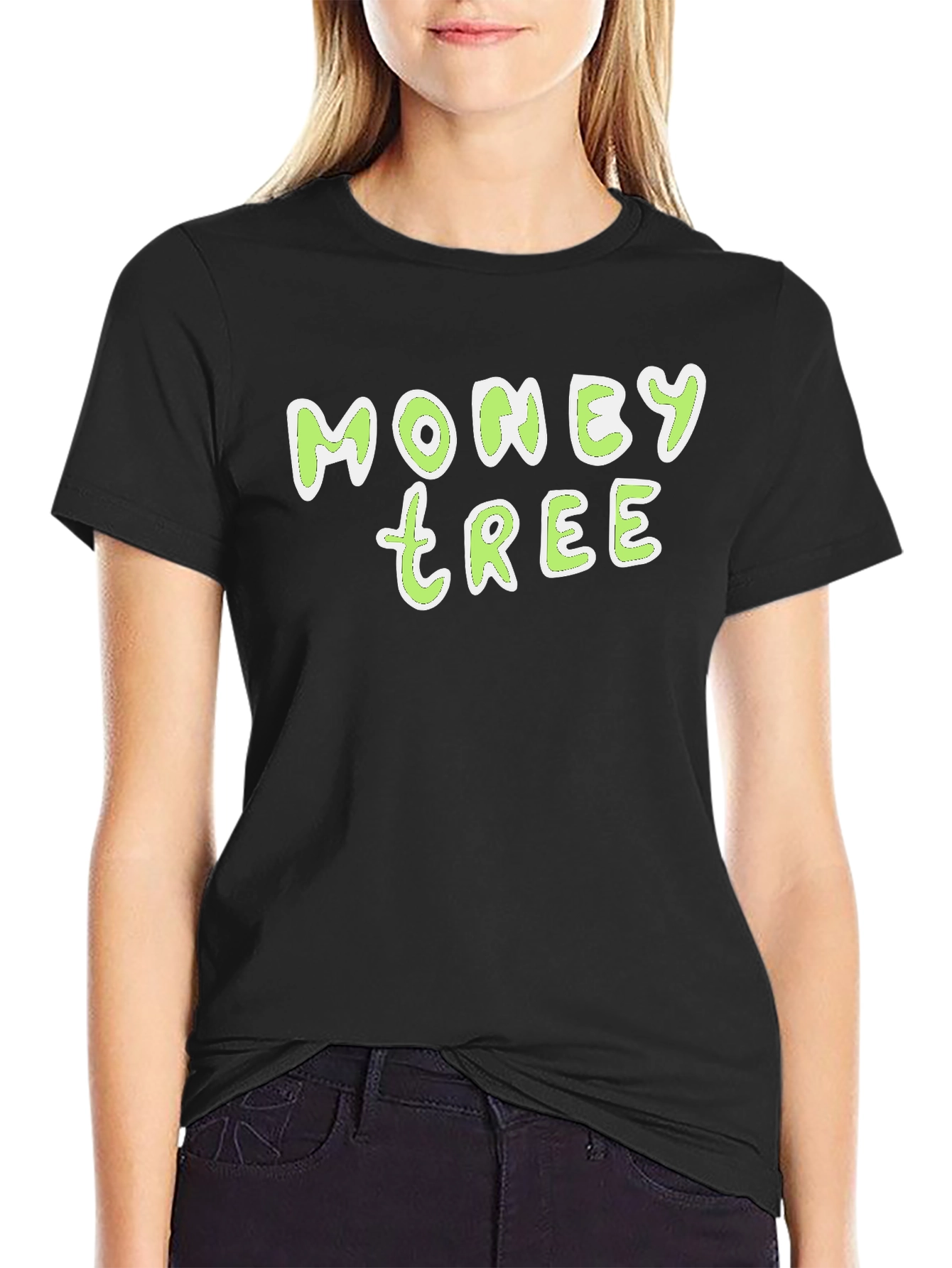 Black Money Tree Graphic Tee - Trendy Casual Style view 2