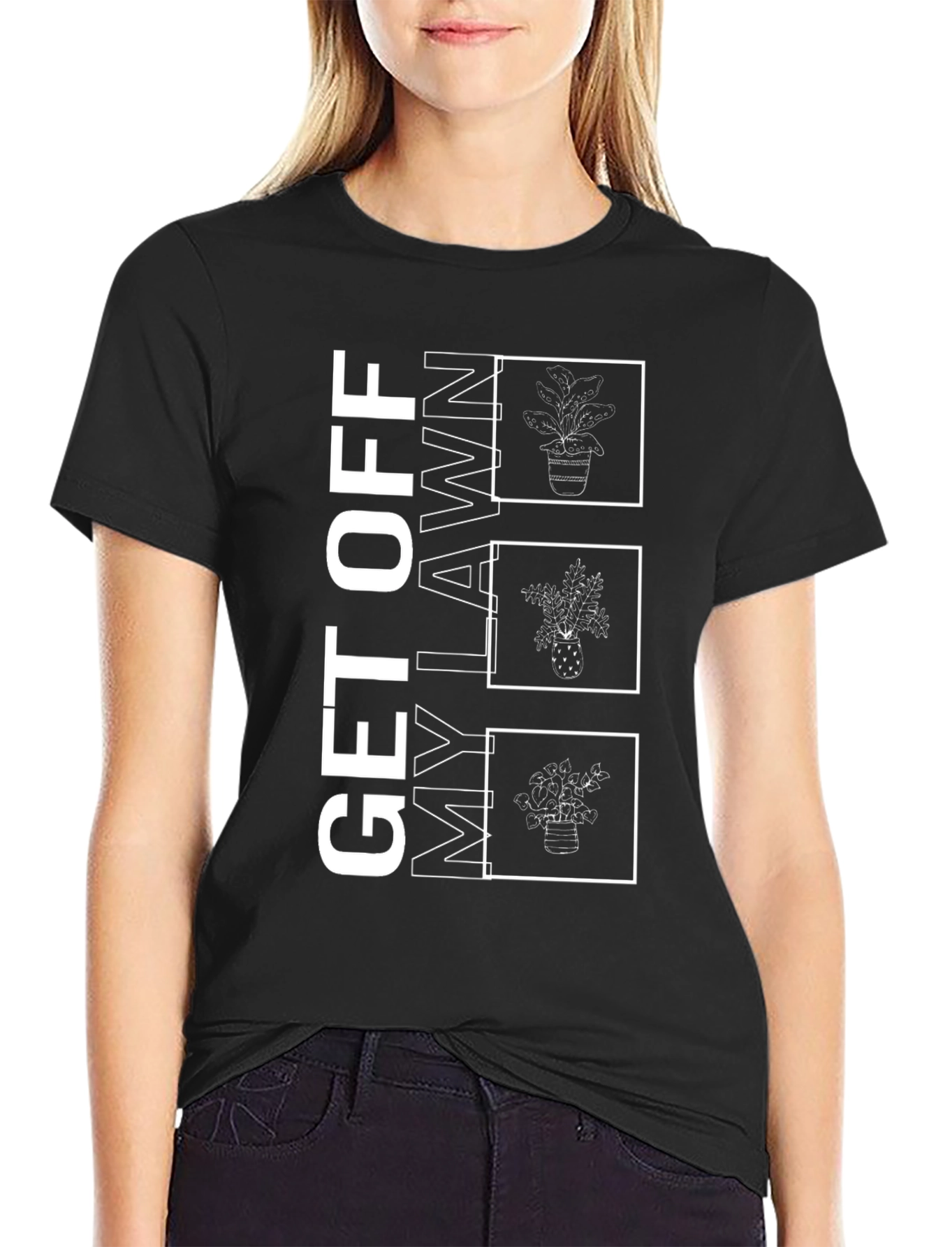 Black Get Off My Lawn Plant T-Shirt view 2