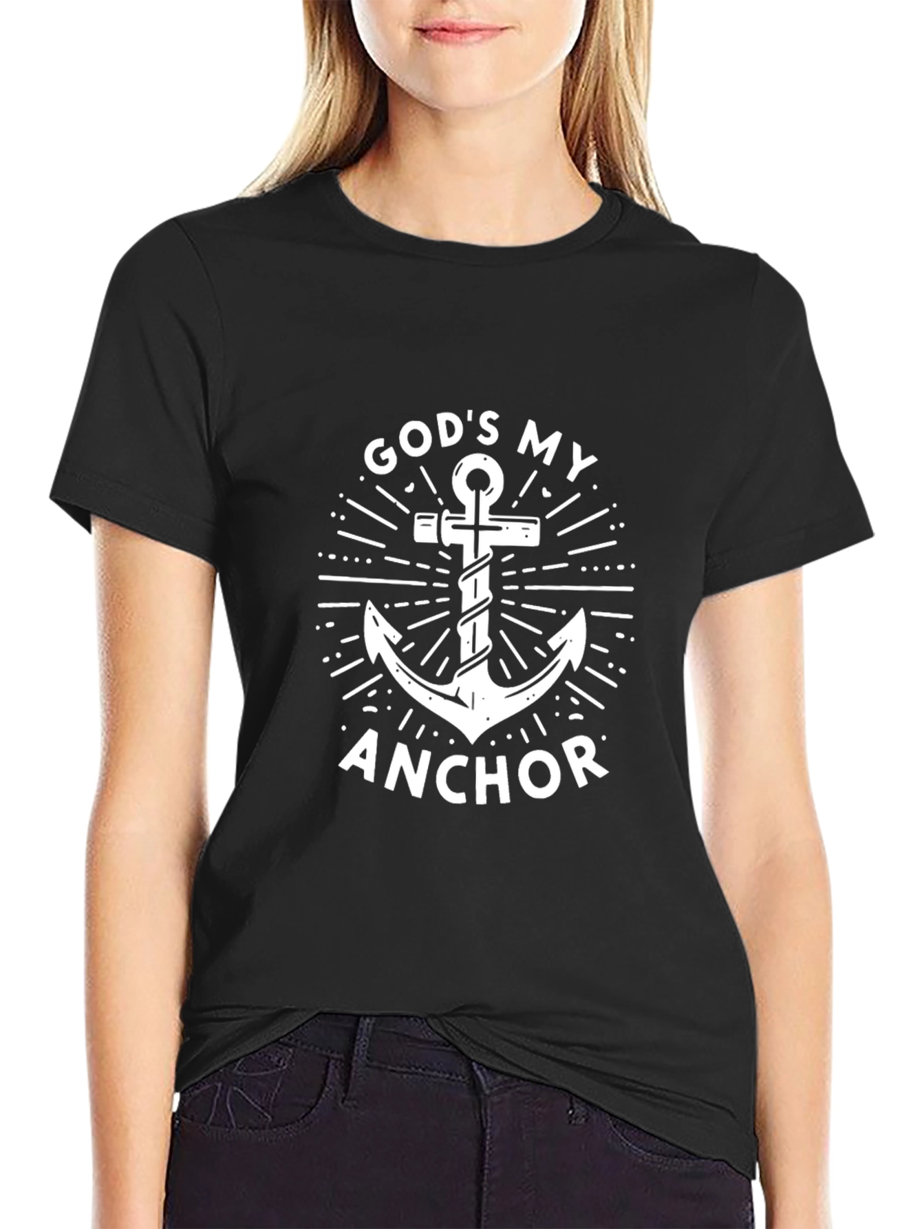 Black God's My Anchor Graphic Tee - Christian Inspired Design view 2