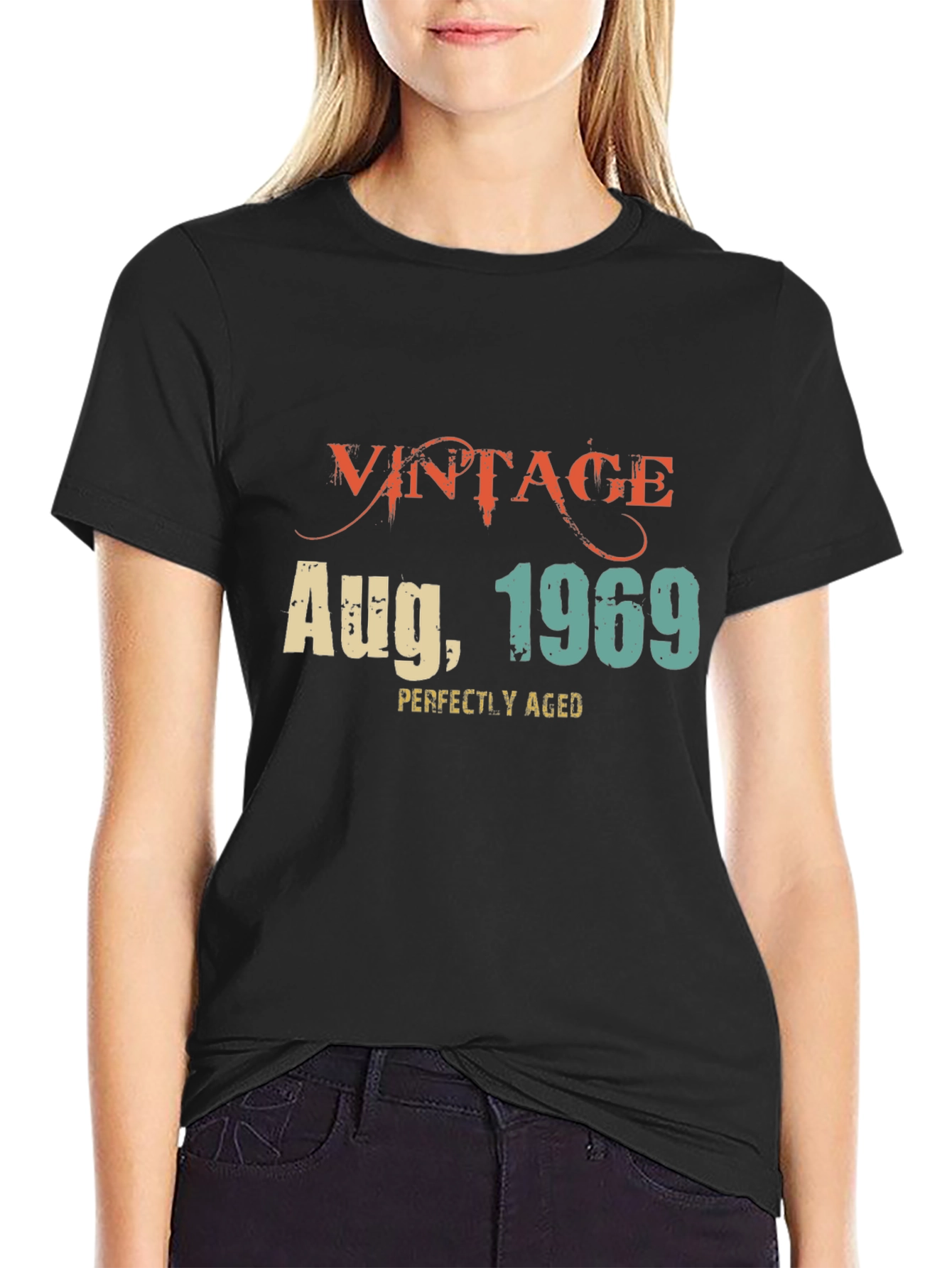 Black Vintage August 1969 T-Shirt - Perfectly Aged view 2