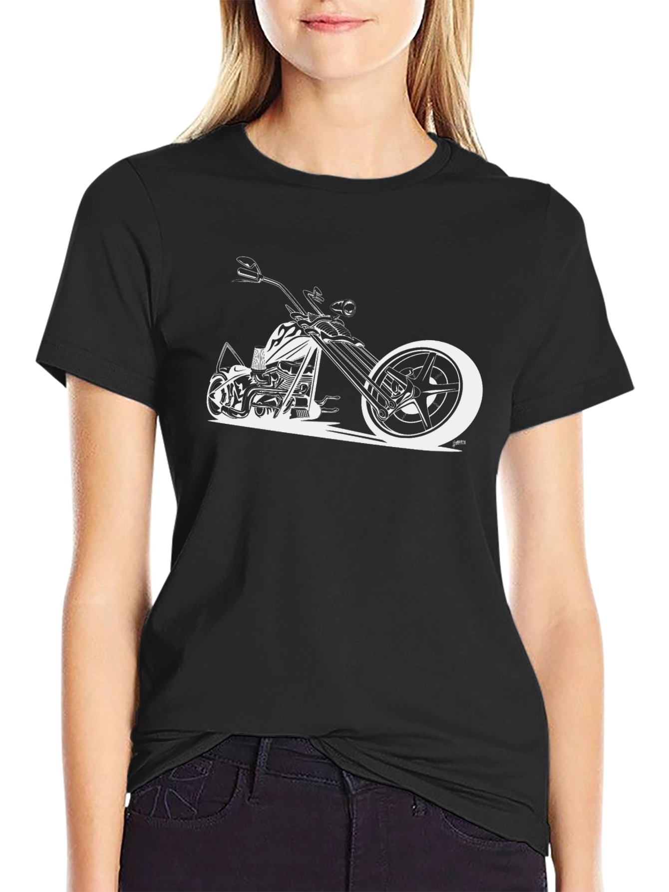Black Cool Motorcycle Graphic Tee - Black view 2