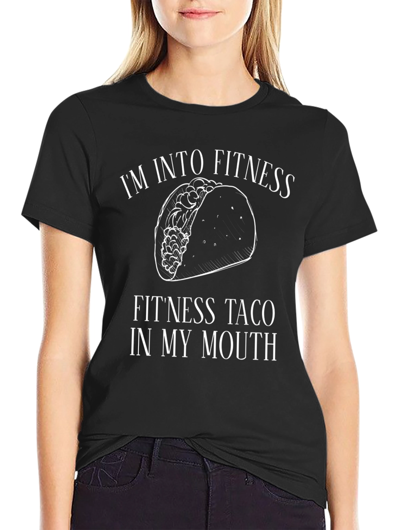 Black Fitness Taco T-Shirt - Humorous Gym Workout Tee view 2