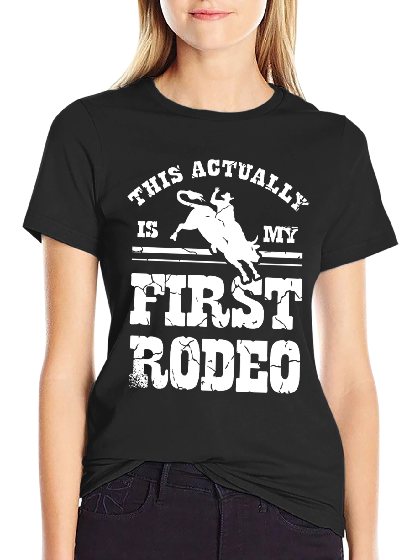 Black This Actually is My First Rodeo Graphic T-Shirt view 2