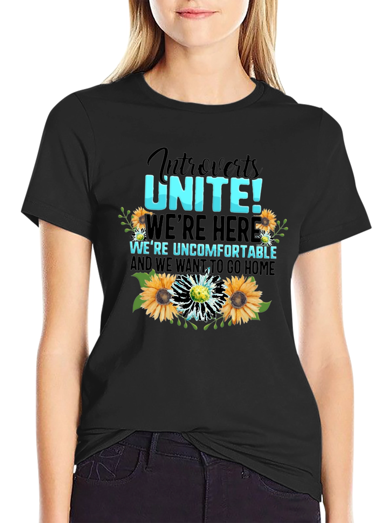 Black Introverts Unite Graphic Tee view 2