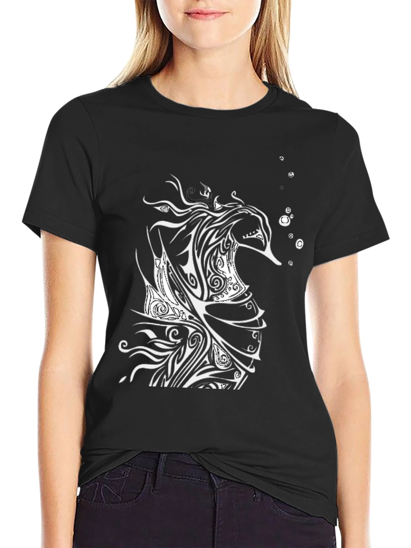Black Black Seahorse Graphic Tee view 2
