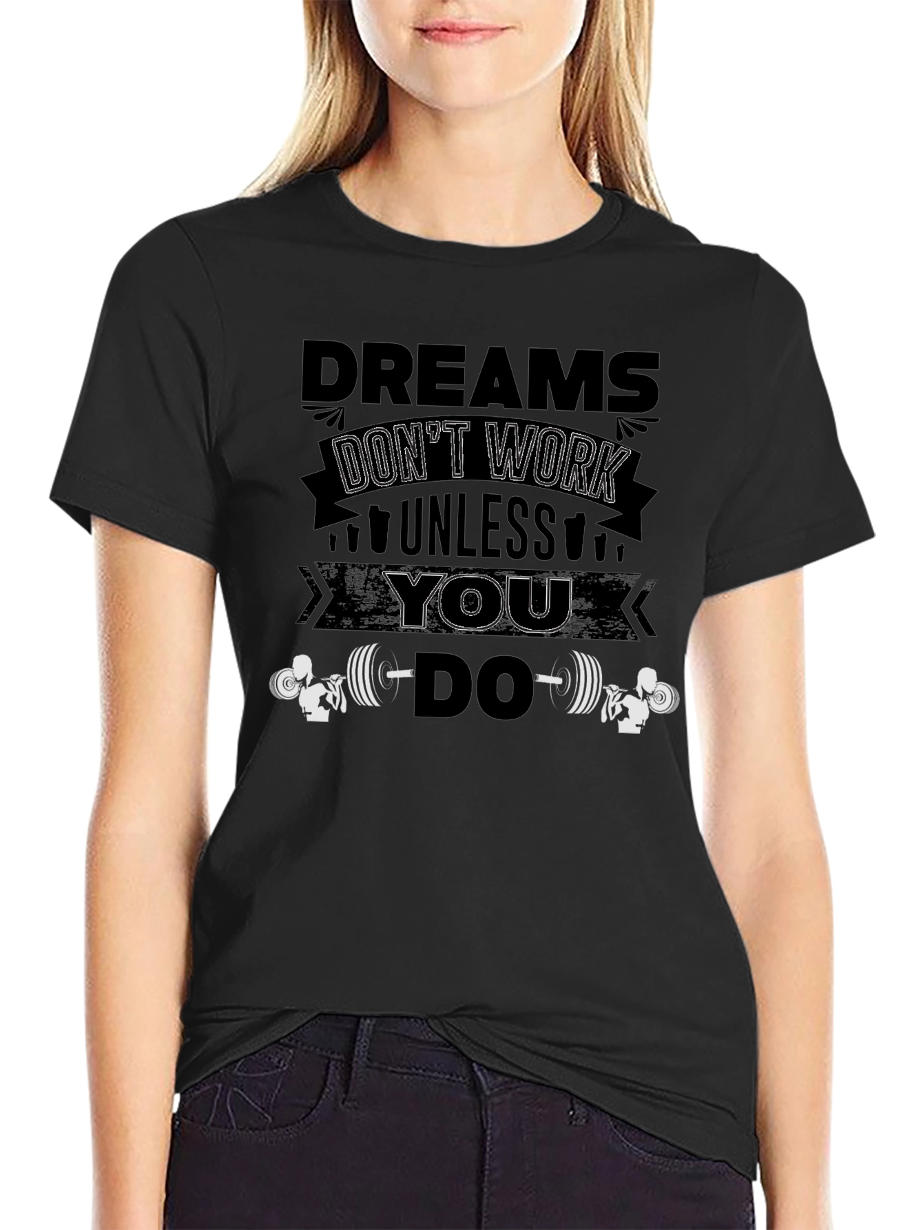 Black Dreams Don't Work Unless You Do Black T-Shirt view 2