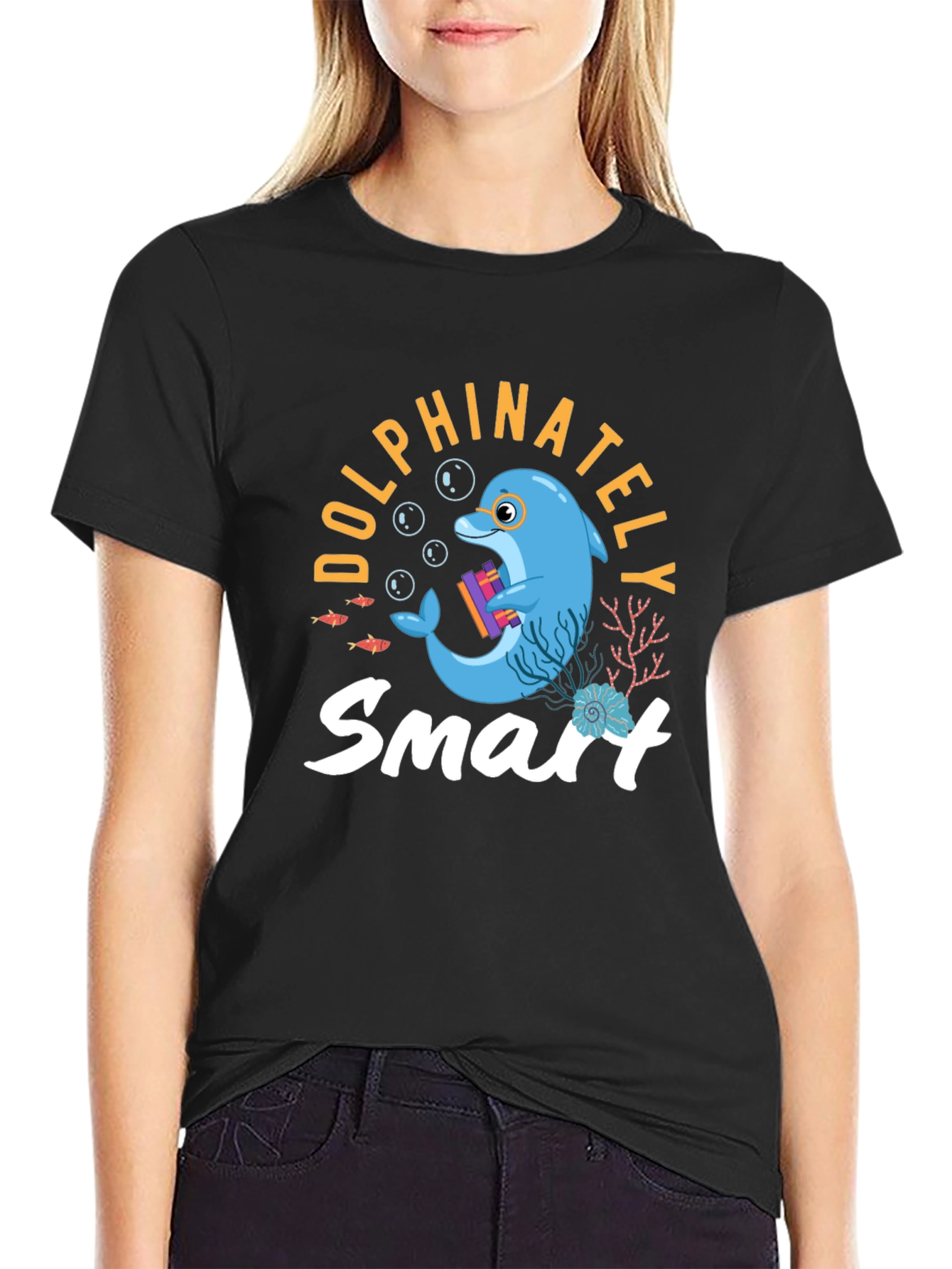 Black Dolphinately Smart T-Shirt view 2