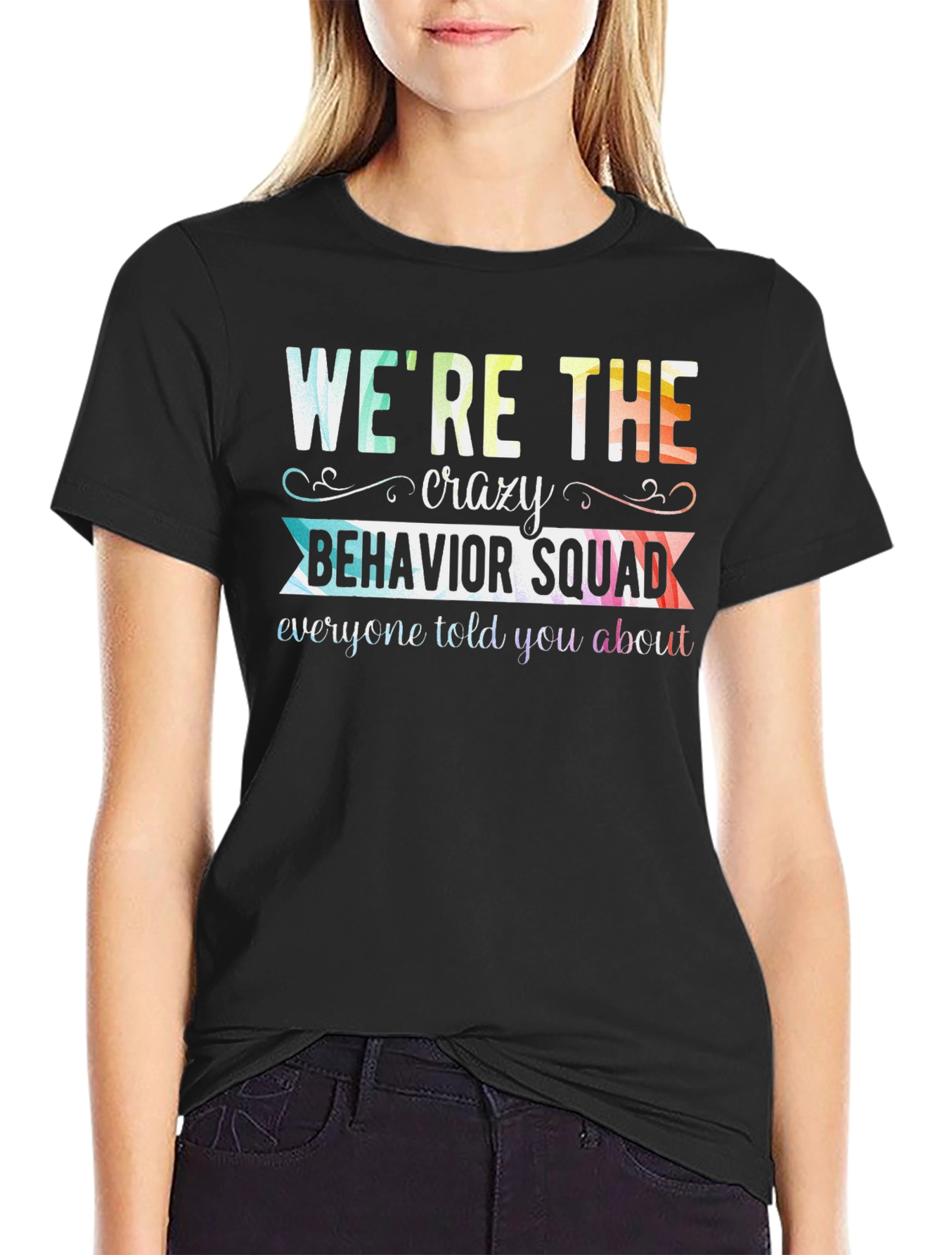 Black Crazy Behavior Squad Graphic T-Shirt view 2