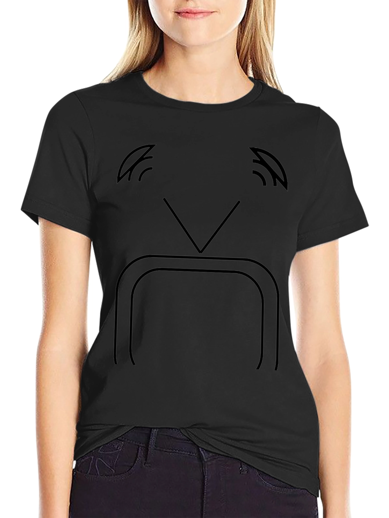 Black Retro TV Face Graphic Tee - Soft Black Cotton Blend Shirt view 2