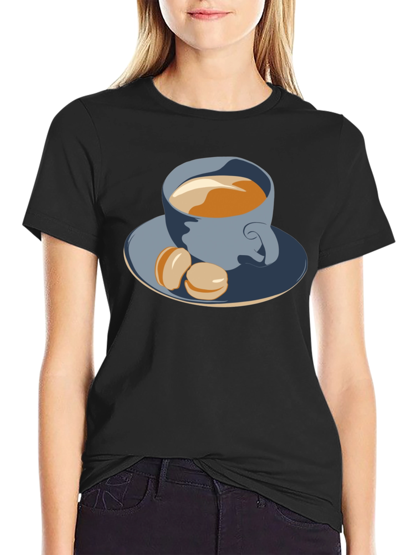 Black Coffee & Macarons Graphic Tee - Stylish Comfort view 2