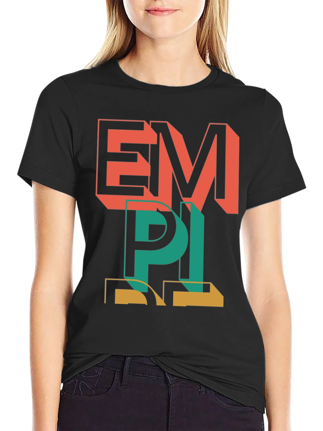 Black Retro Style Graphic Tee - EMPI Print view 2