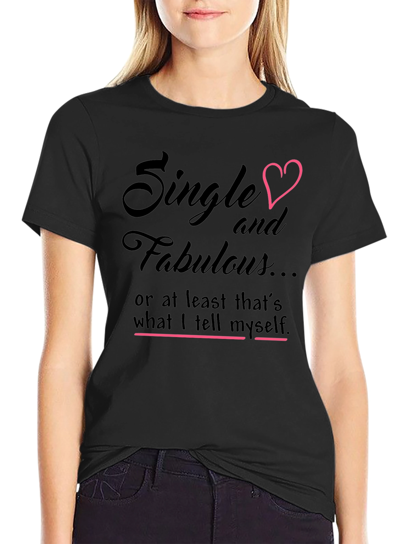 Black Single & Fabulous Graphic Tee - Black Cotton Shirt view 2